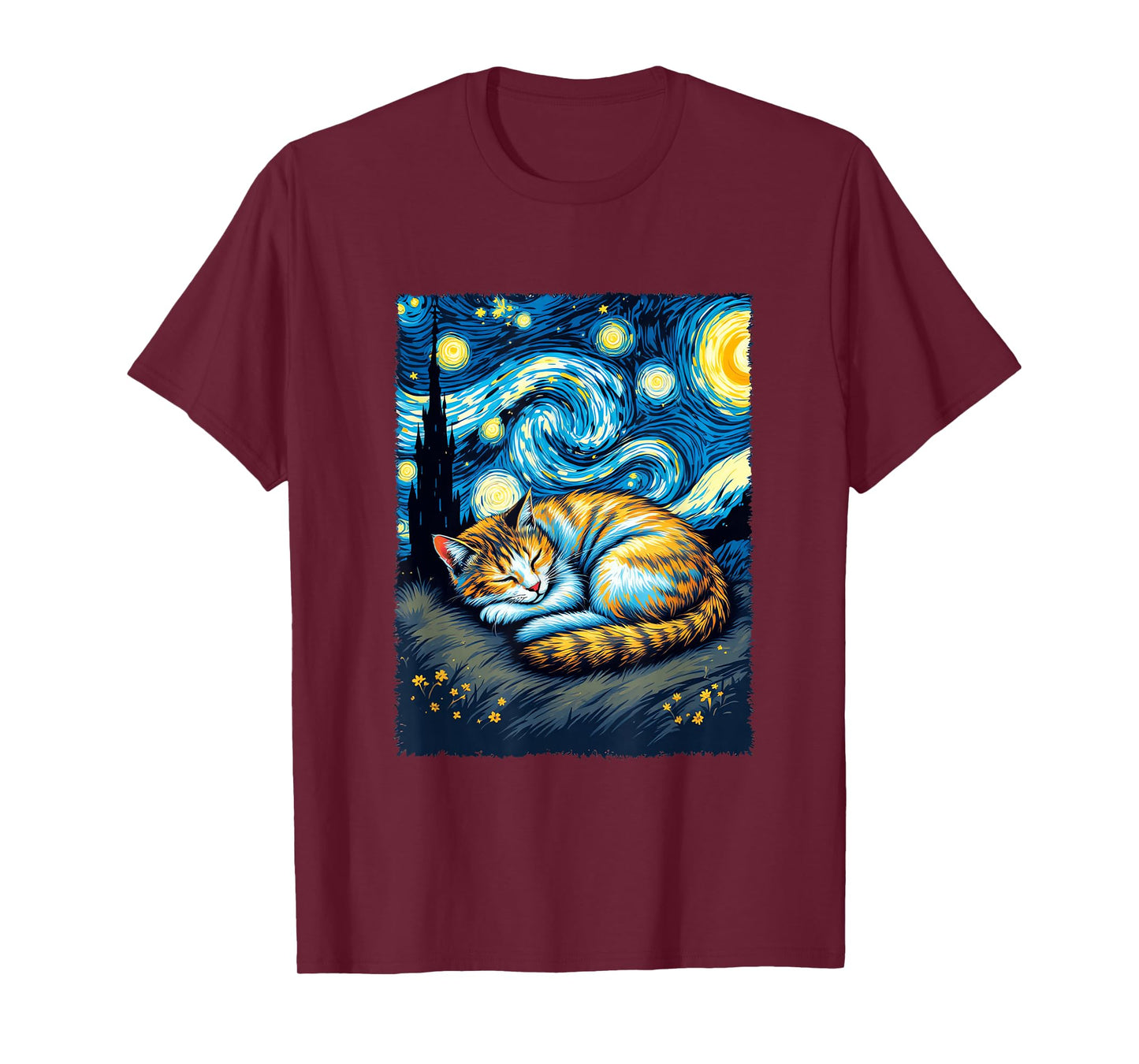 Sleeping Cat Starry Night for Cat Lover T-Shirt