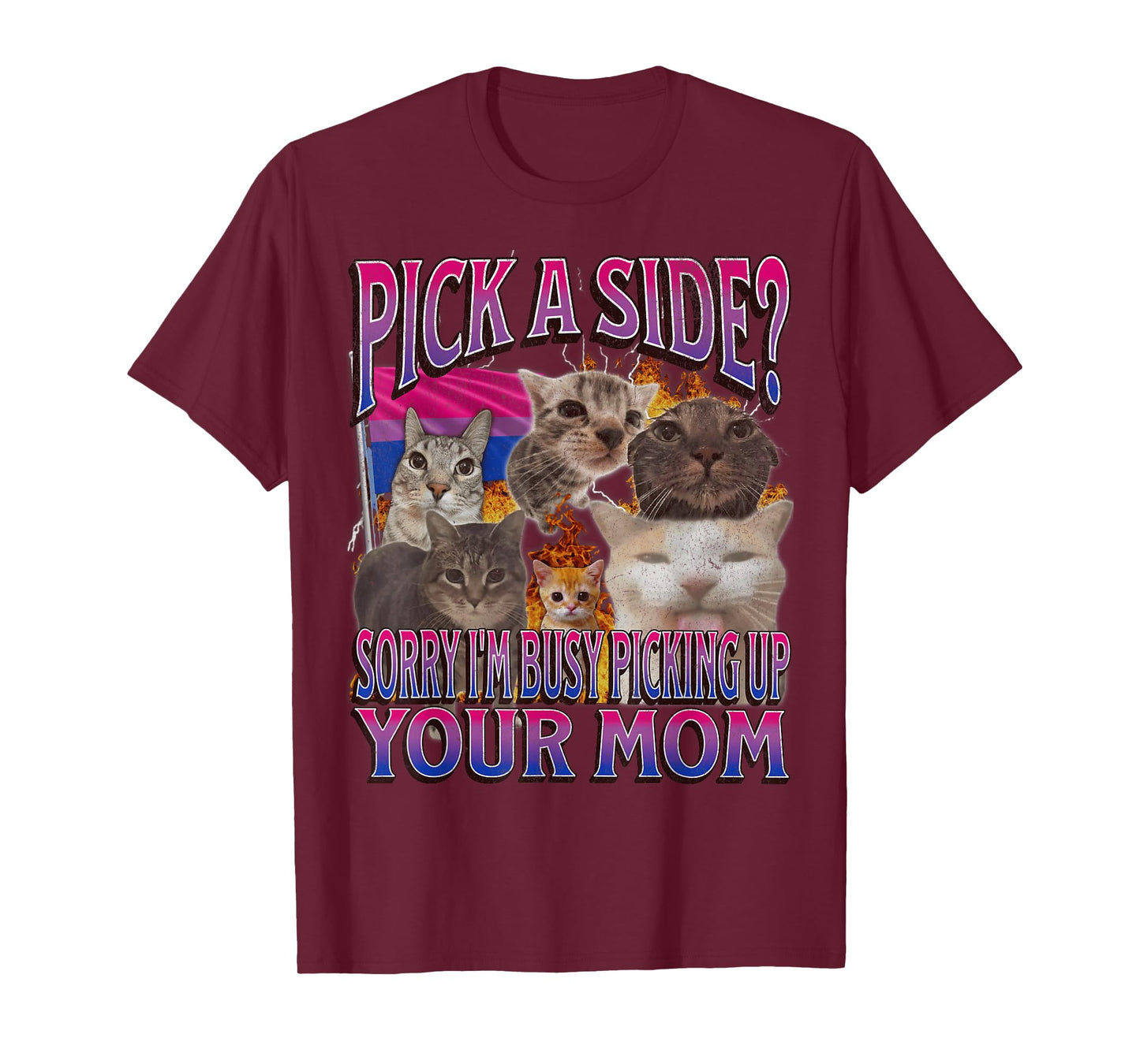Pick A Side? Funny Bisexual Lgbtq Cat Meme Bootleg Graphic T-Shirt