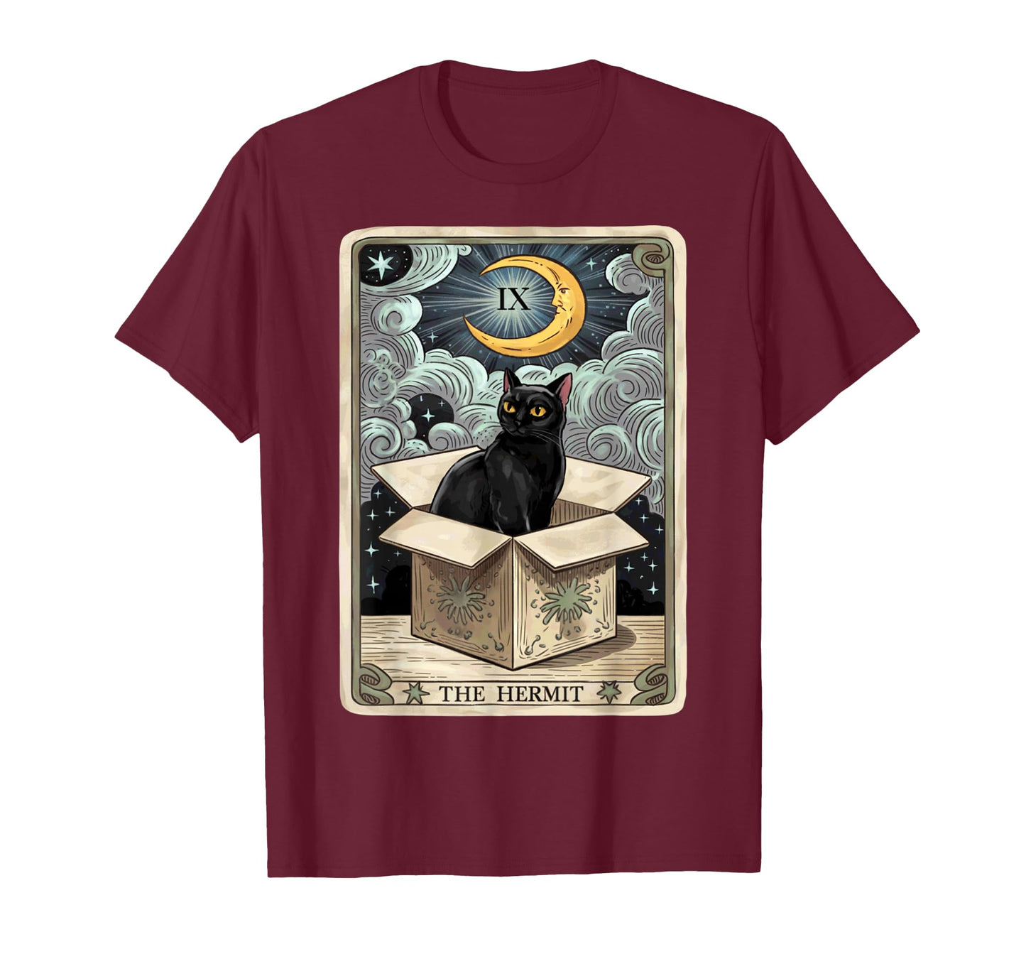 The Hermit Tarot Card Cat In Box Mystic Funny Cat Esoteric T-Shirt