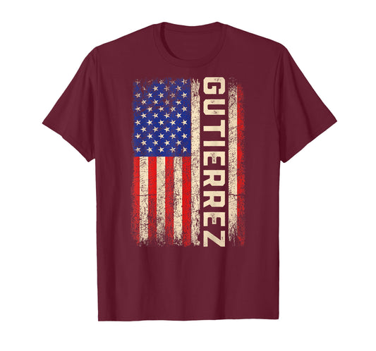 Gutierrez Last Name - Gutierrez Name American Flag (Back) T-Shirt
