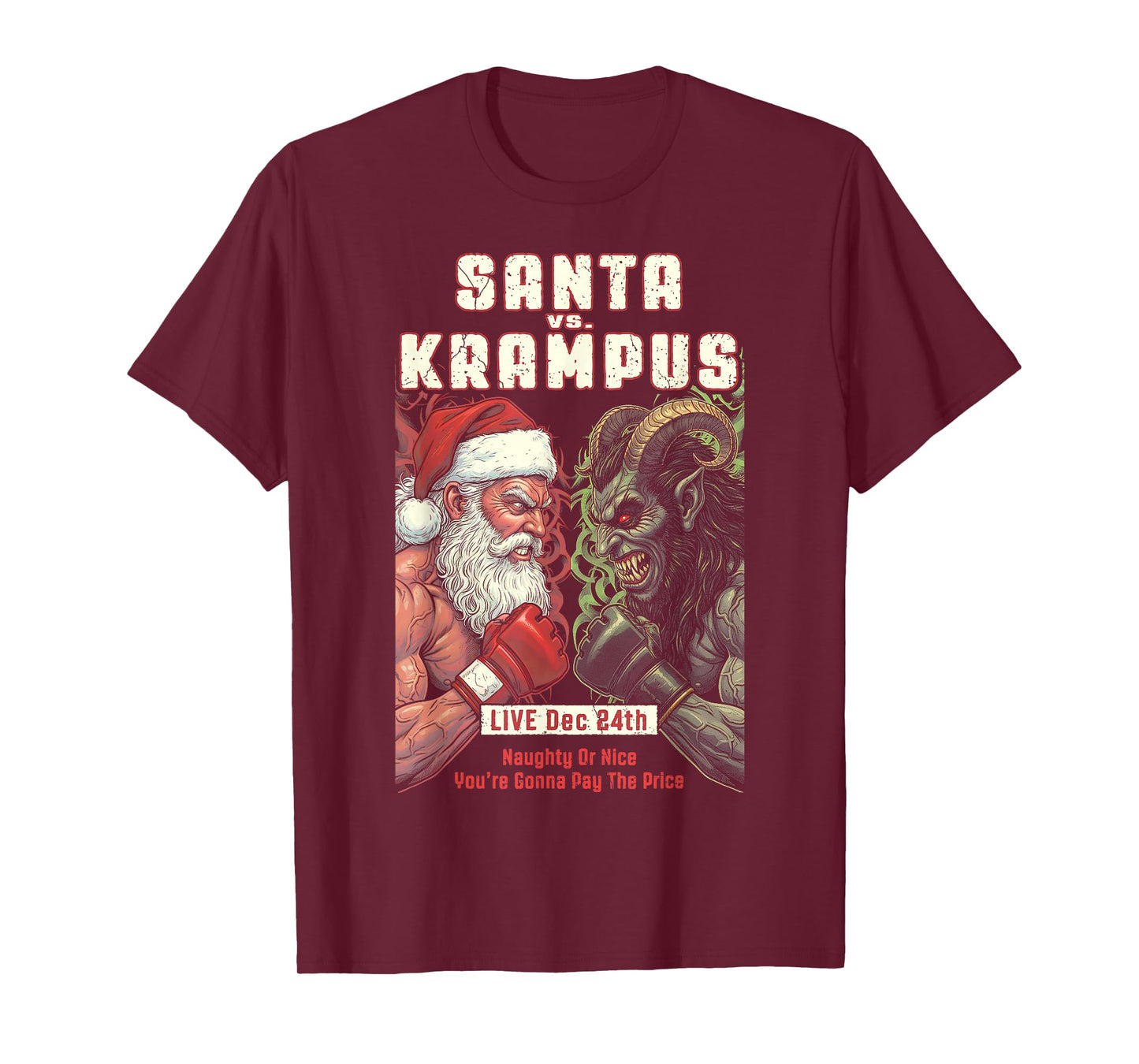 MMA Mixed Martial Arts Funny Christmas Santa Krampus Fight T-Shirt