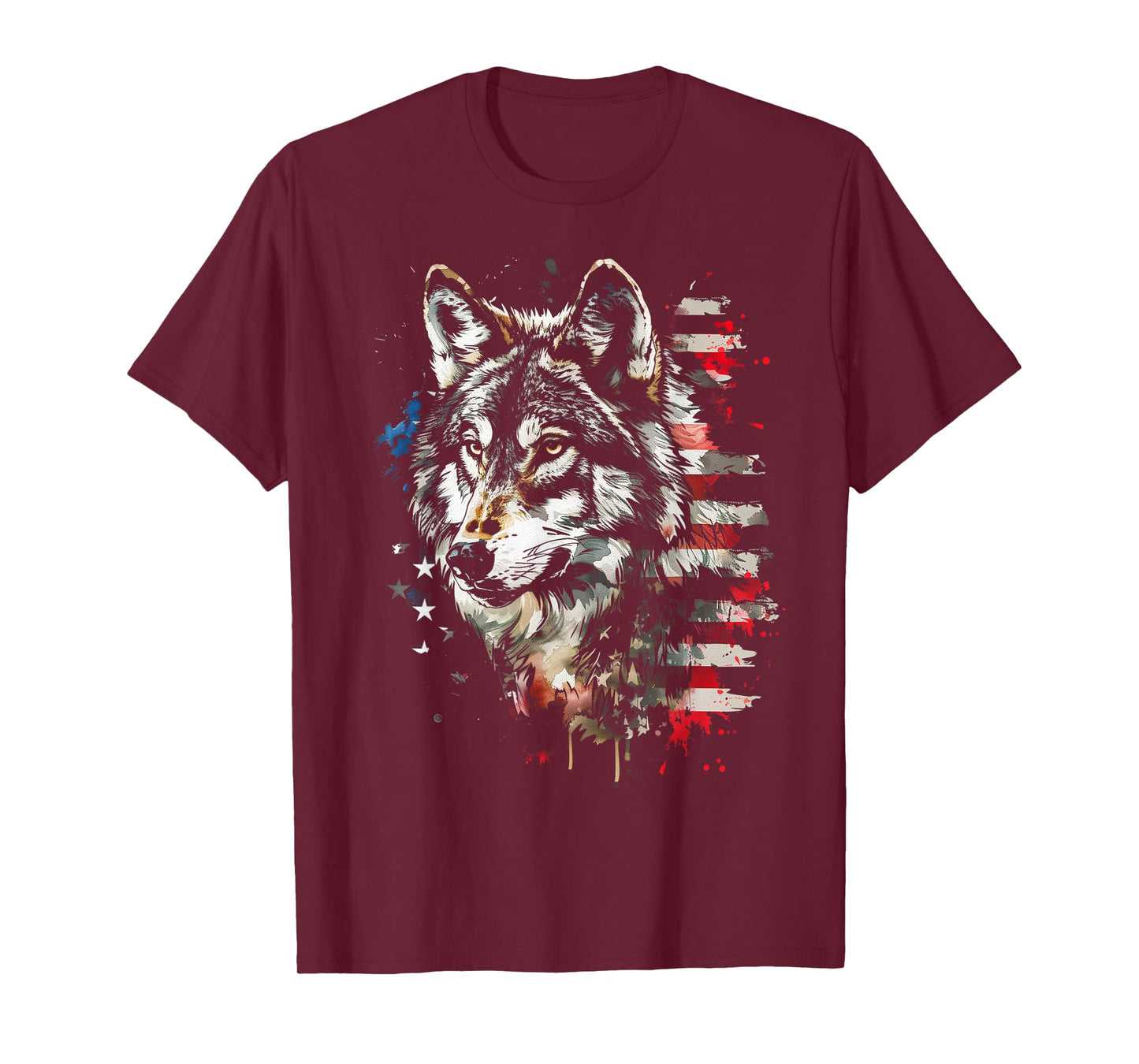 Patriotic Wolf American Flag USA Wolf Lover Women Kids Men T-Shirt