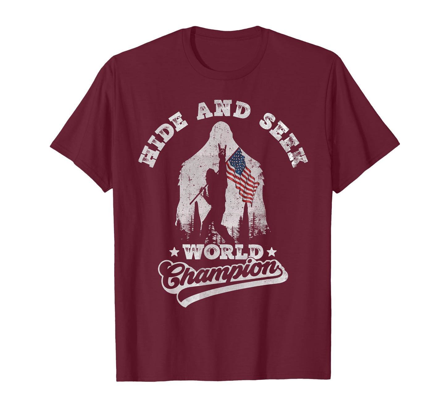 Bigfoot Hide And Seek World Champion USA Flag Sasquatch T-Shirt