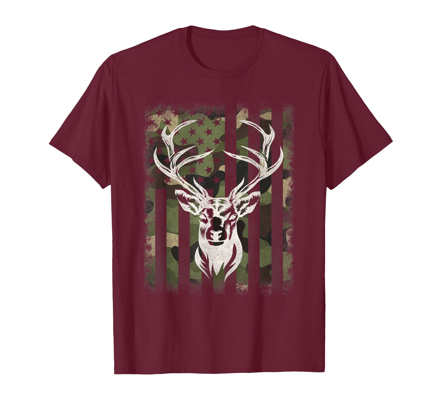 Camouflage American Flag Camo Deer Hunting Hunter Men T-Shirt