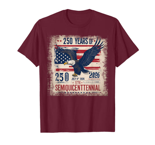 Flag and Eagle 250 Years 1776-2026 250th Birthday T-Shirt