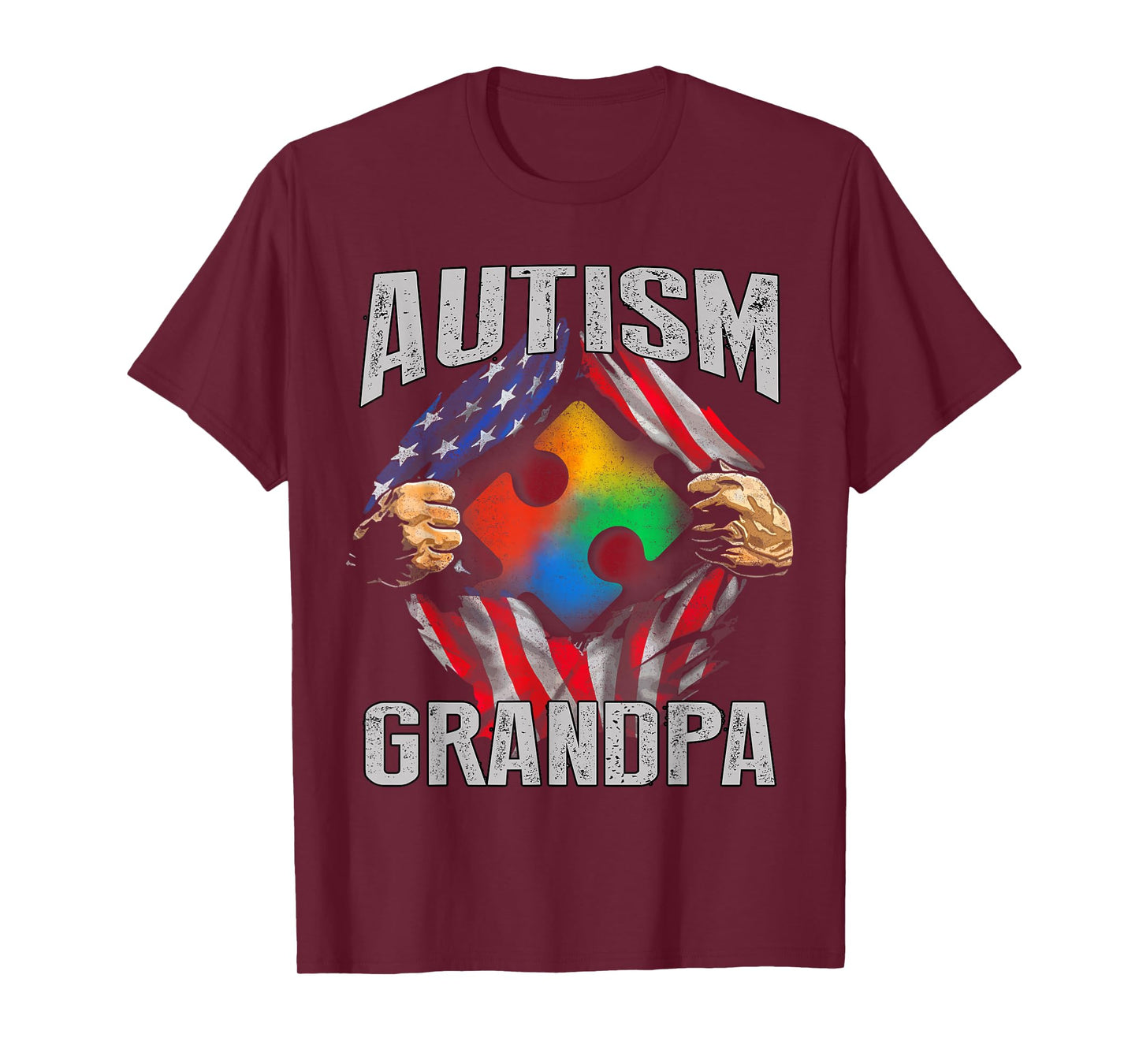 Autism Grandpa American Flag Autism Awareness T-Shirt T-Shirt