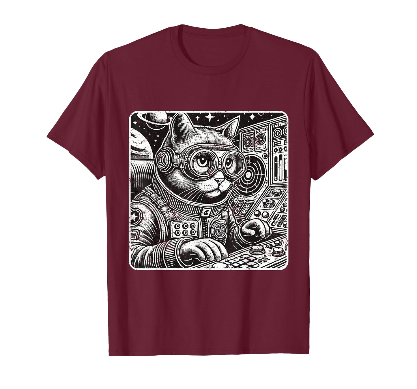 Cyberpunk Cat Shirt Vintage Outer Space Astronaut Cat Lover Men Women Girls Kids T-Shirt