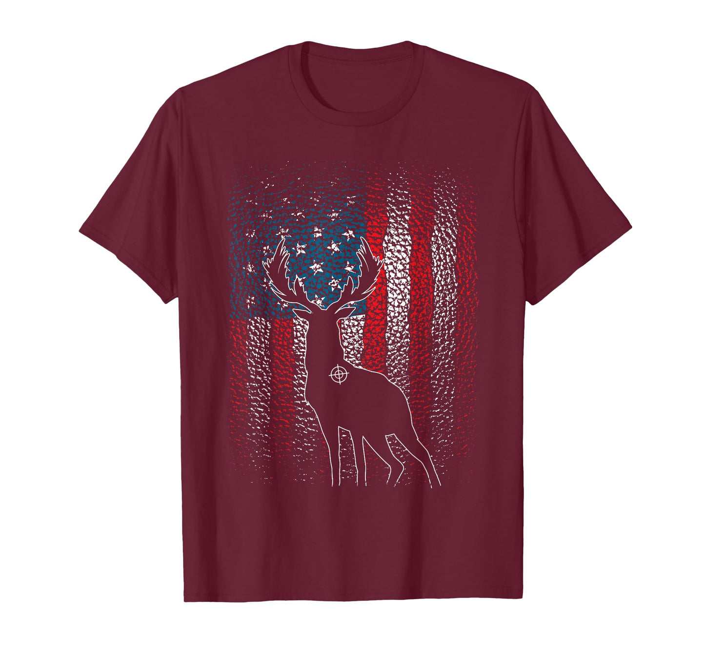 Deer Hunting American Flag Whitetail Buck Antlers Hunter Men T-Shirt
