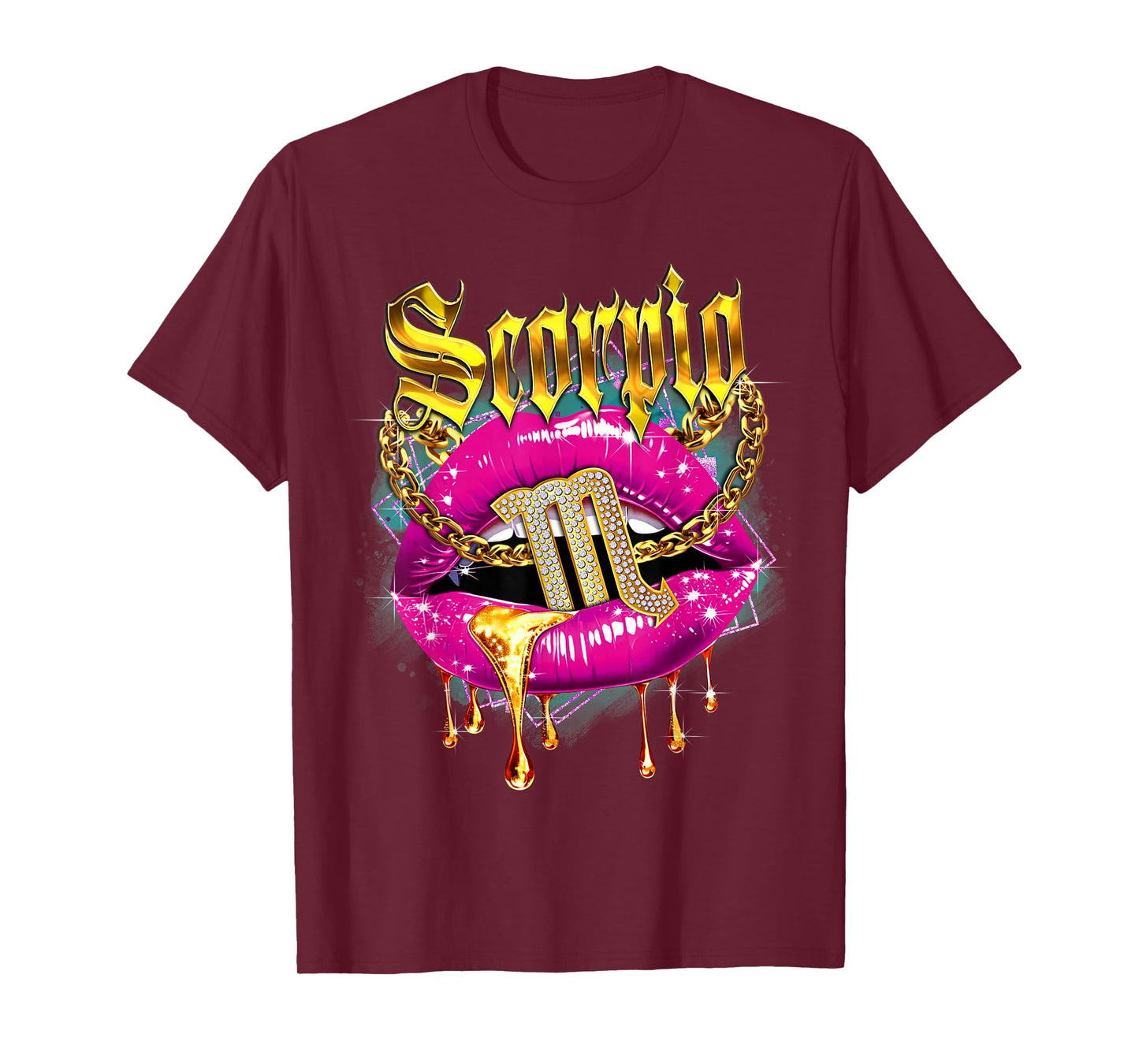 Scorpio Queens Birthday Pink Lips Afro Girls Scorpio Zodiac T-Shirt