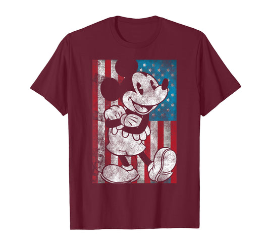 Disney Mickey and Friends 4th of July Vintage Flag Portrait T-Shirt