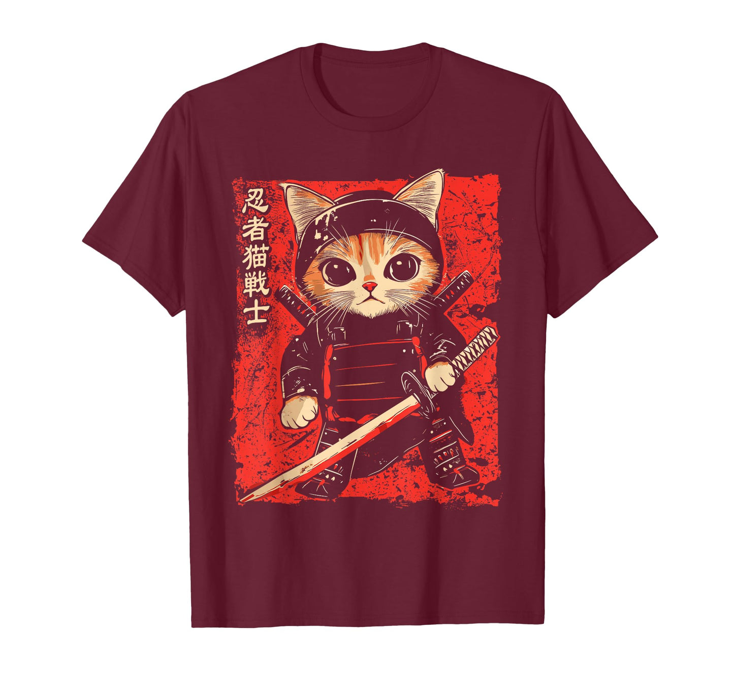 Japanese Samurai Cat Tattoo Kawaii Ninja Cat T-Shirt