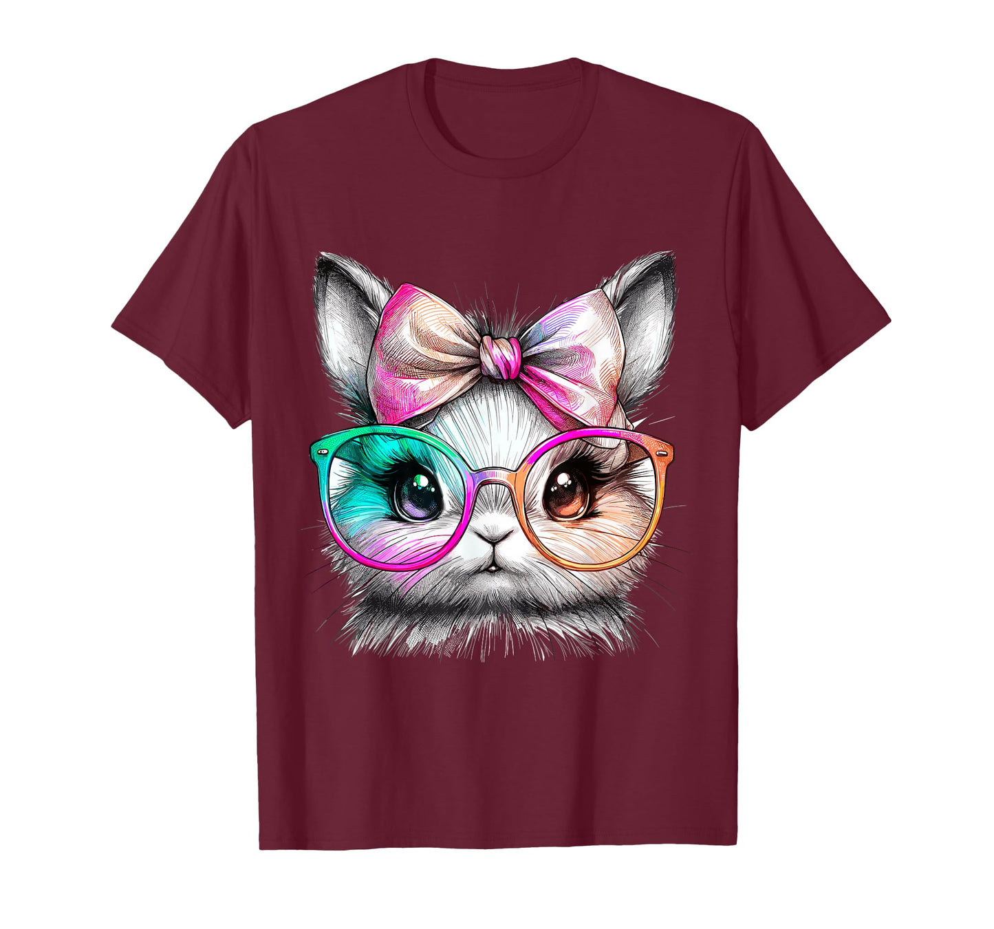 Cute Rabbit with Glasses Tie-Dye Easter Day Bunny T-Shirt