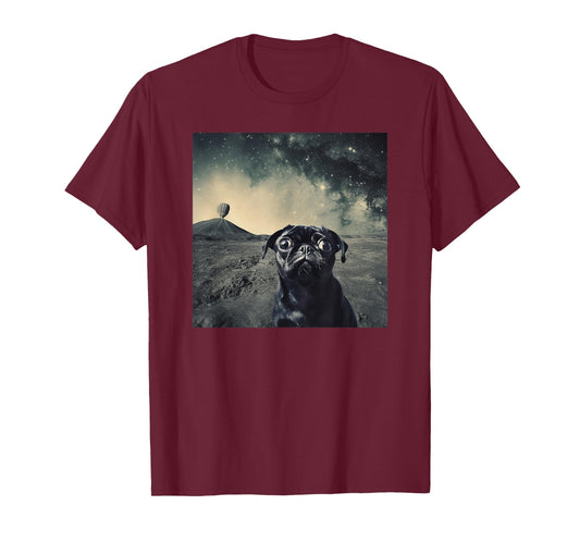 Cute Pug Puppy in Space Funny T-Shirt