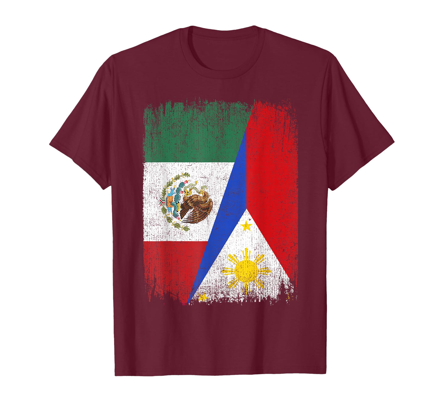 Half Mexico Philippines Flag Mexican Filipino Roots T-Shirt