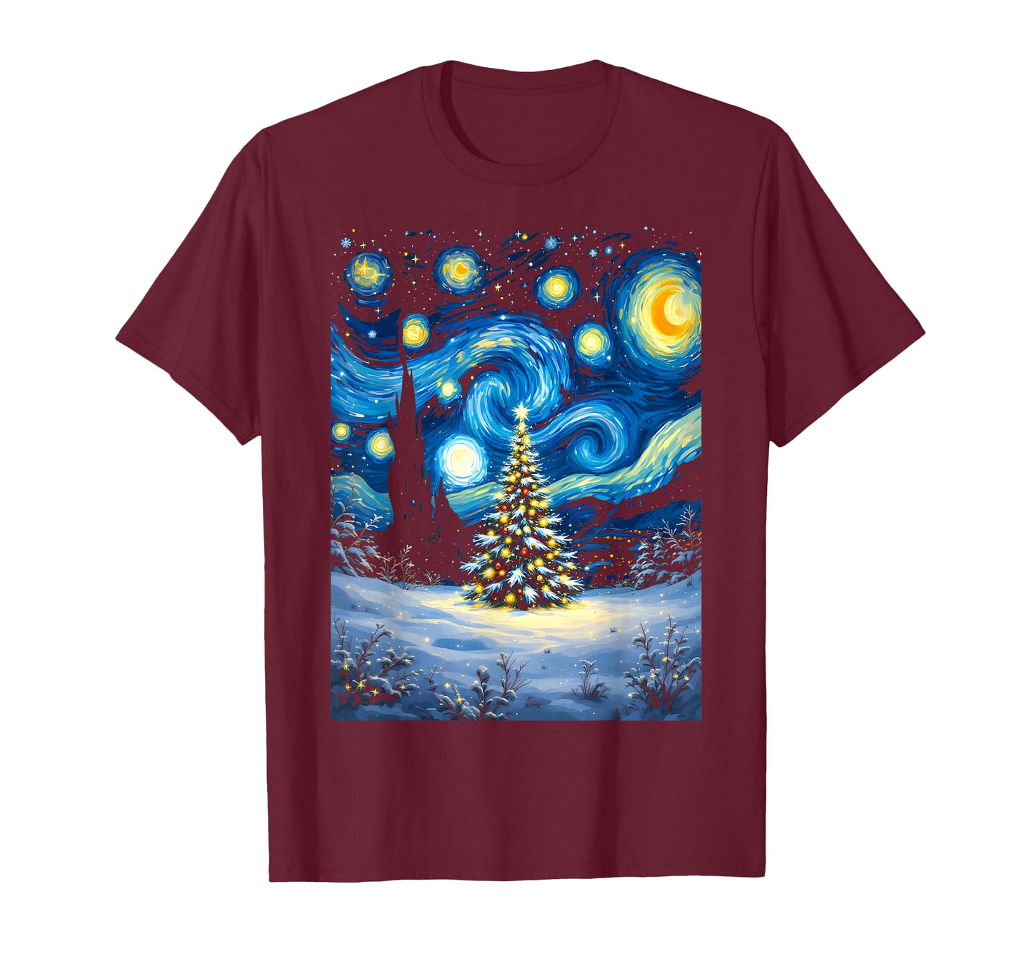 Christmas Tree Starry Night Van Gogh Winter Wonderland T-Shirt