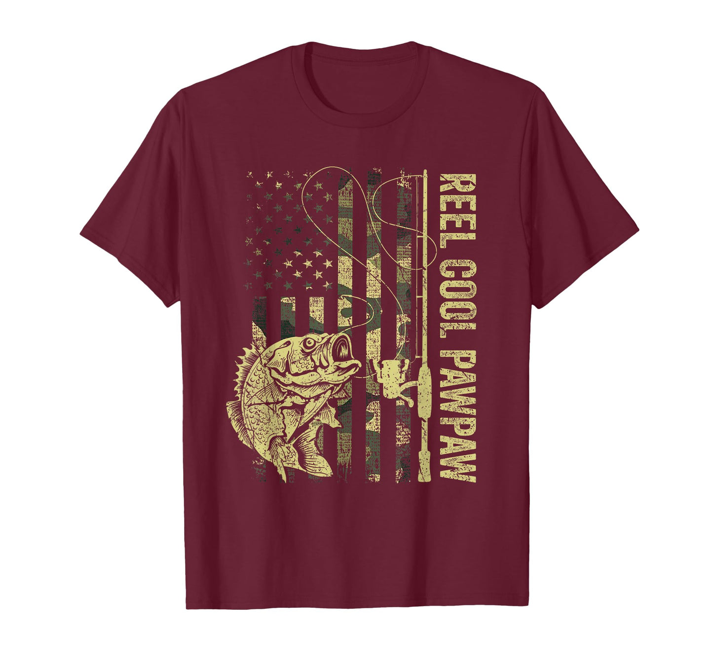 Reel Cool Pawpaw Camouflage American Flag Father's Day Gift T-Shirt for Men