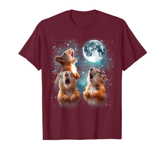 3 Squirrel Moon Howling Squirrel Head Funny for Men Women T-Shirt