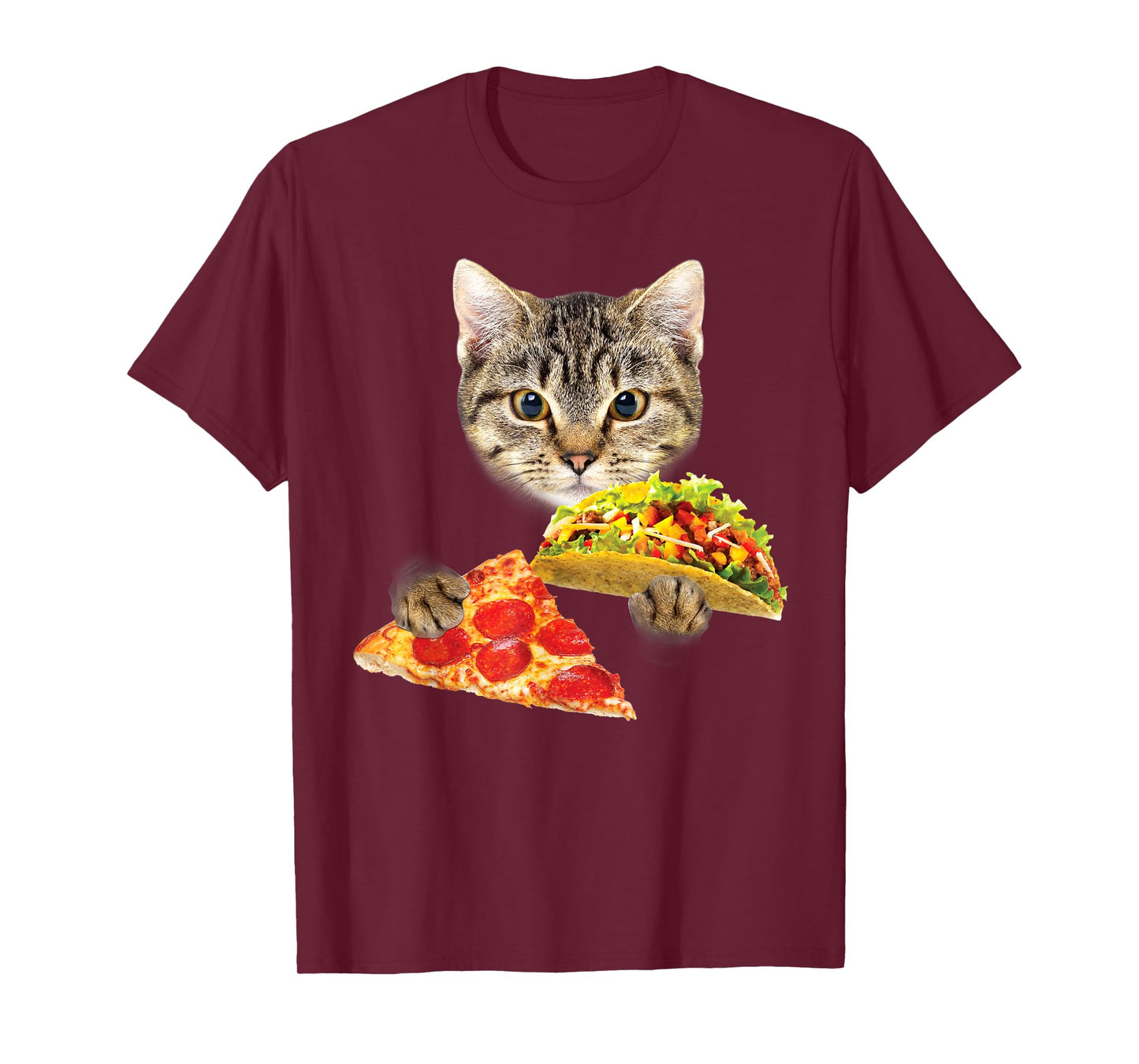 Cat Eating Taco and Pizza Shirt, Funny Kitty by Zany Brainy T-Shirt for Men Women Kids