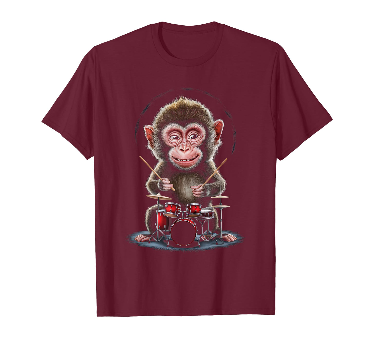 Monkey Playing Drums Realistic T-Shirt