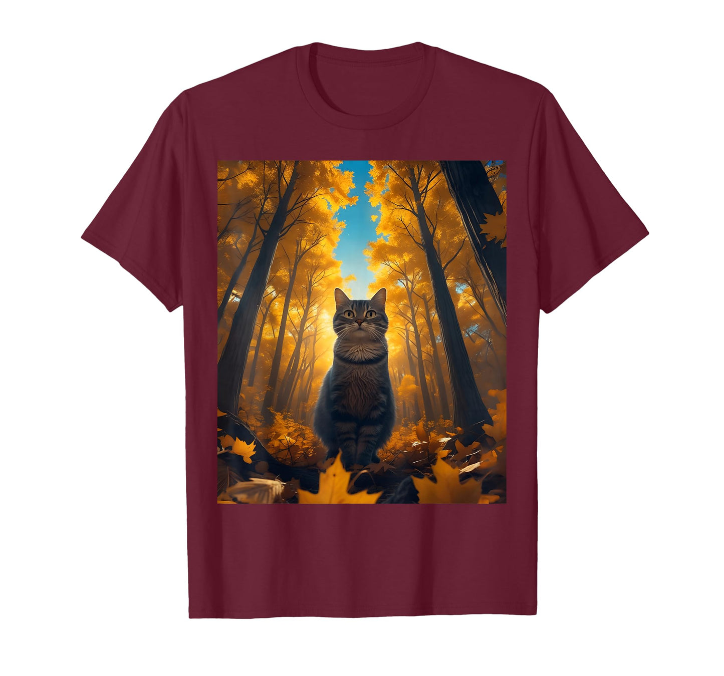 Cute Cat Selfie Kitten Fall Leaves Autumn Animal Lovers T-Shirt