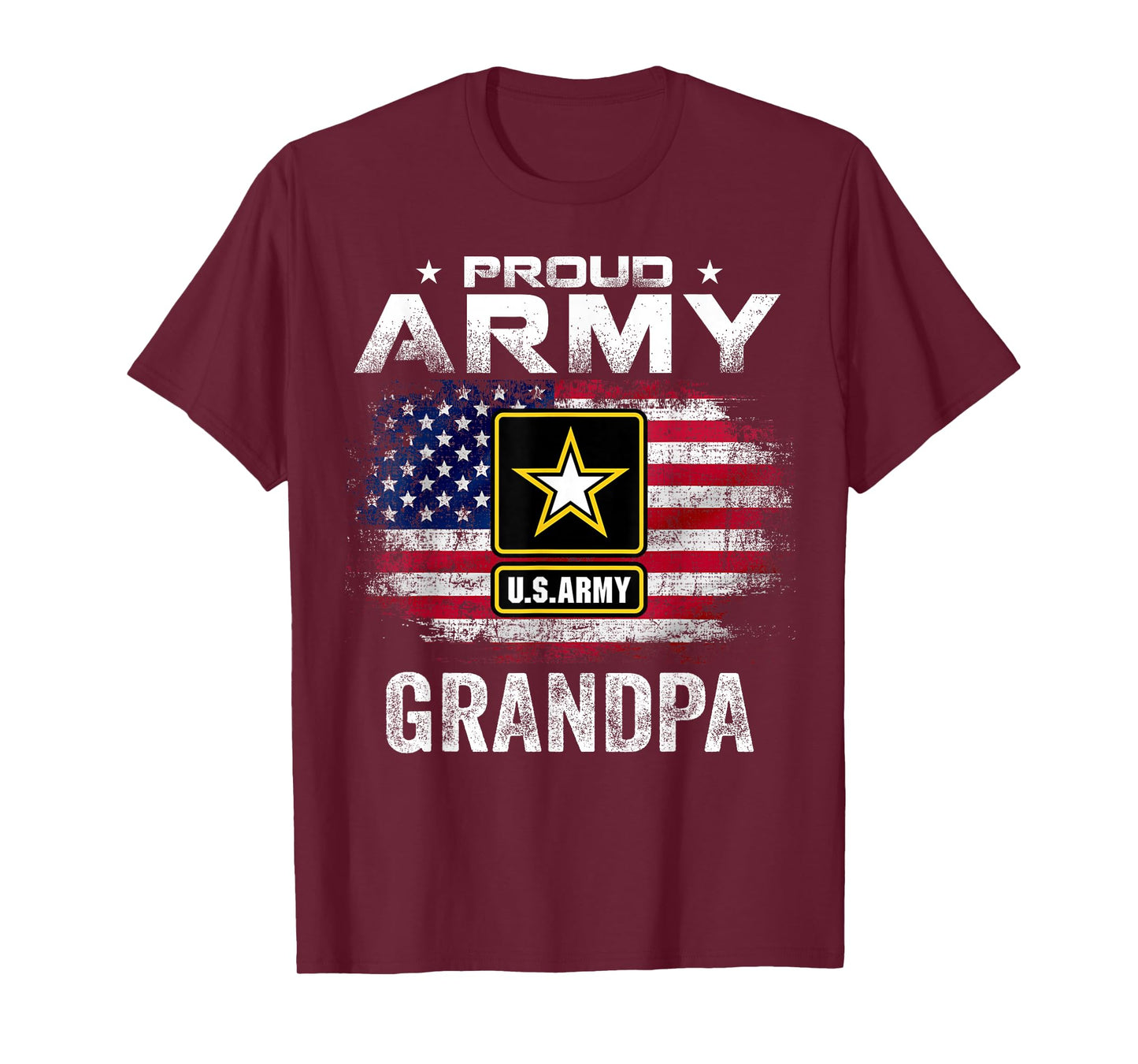 Proud Army Grandpa With American Flag For Veteran Gift T-Shirt