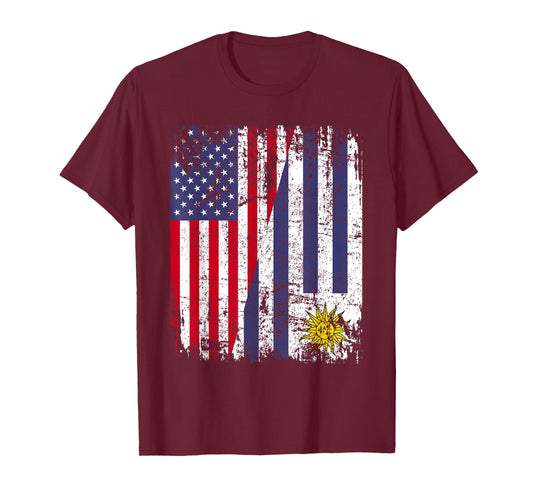 Uruguayan Roots | Half American Flag | Uruguay T-Shirt