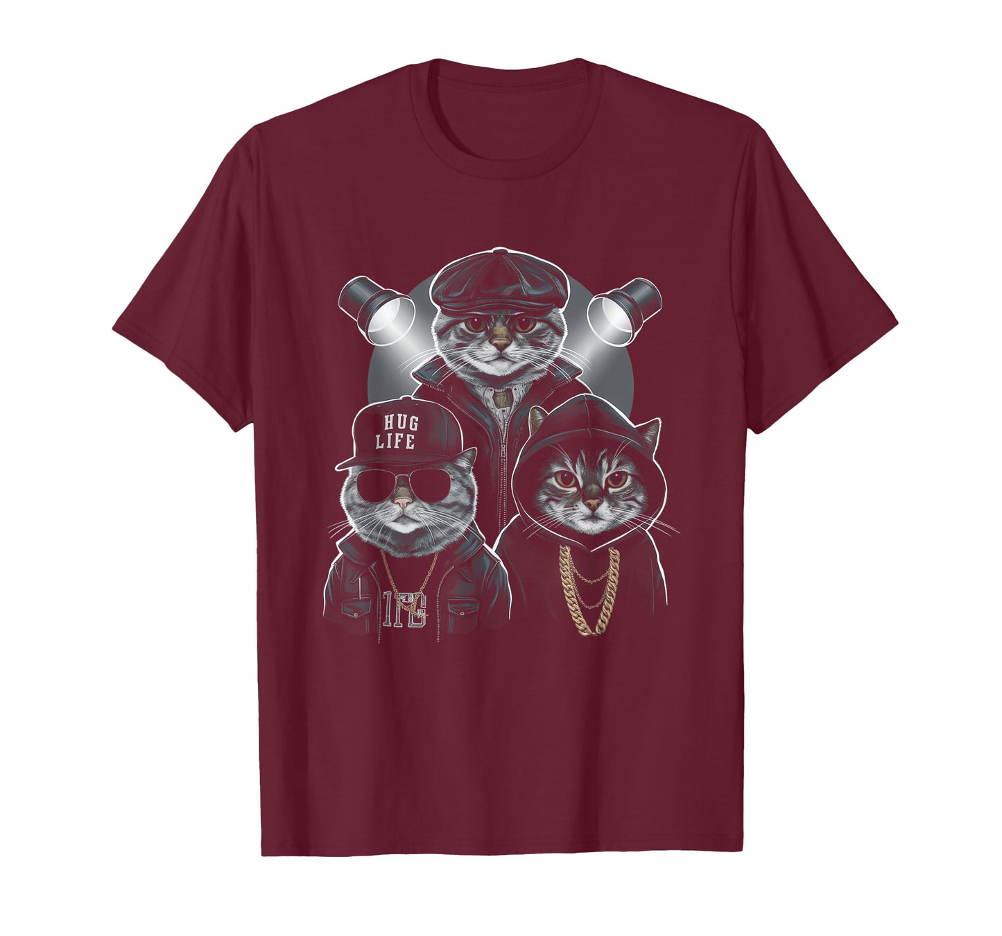 HugLife Cat Hip Hop Street Life Style Gangster Cat Squad T-Shirt for Men Women