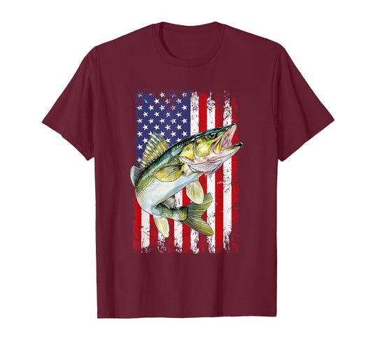 Walleye American flag T-Shirt