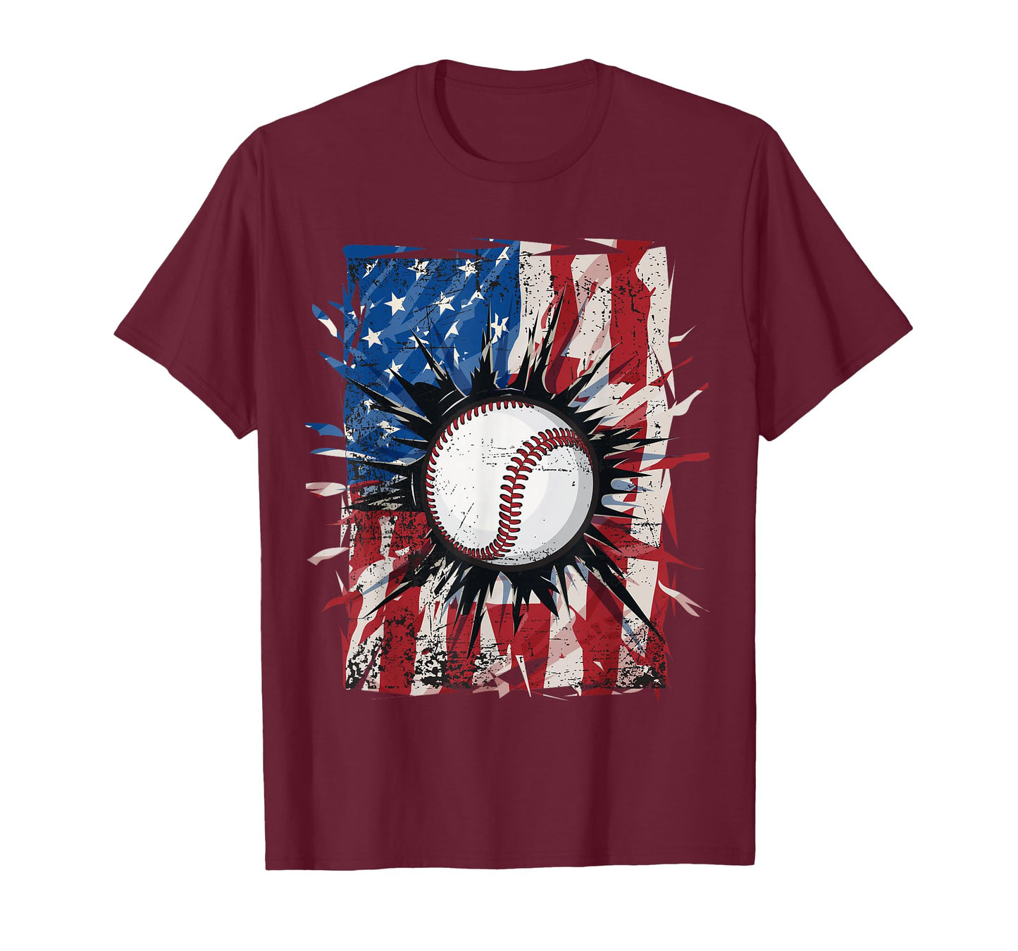 Patriotic Baseball 4th of July Men USA American Flag Boys T-Shirt