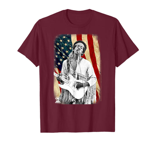 Jimi Hendrix Star Spangled Banner American Flag Vintage Band T-Shirt