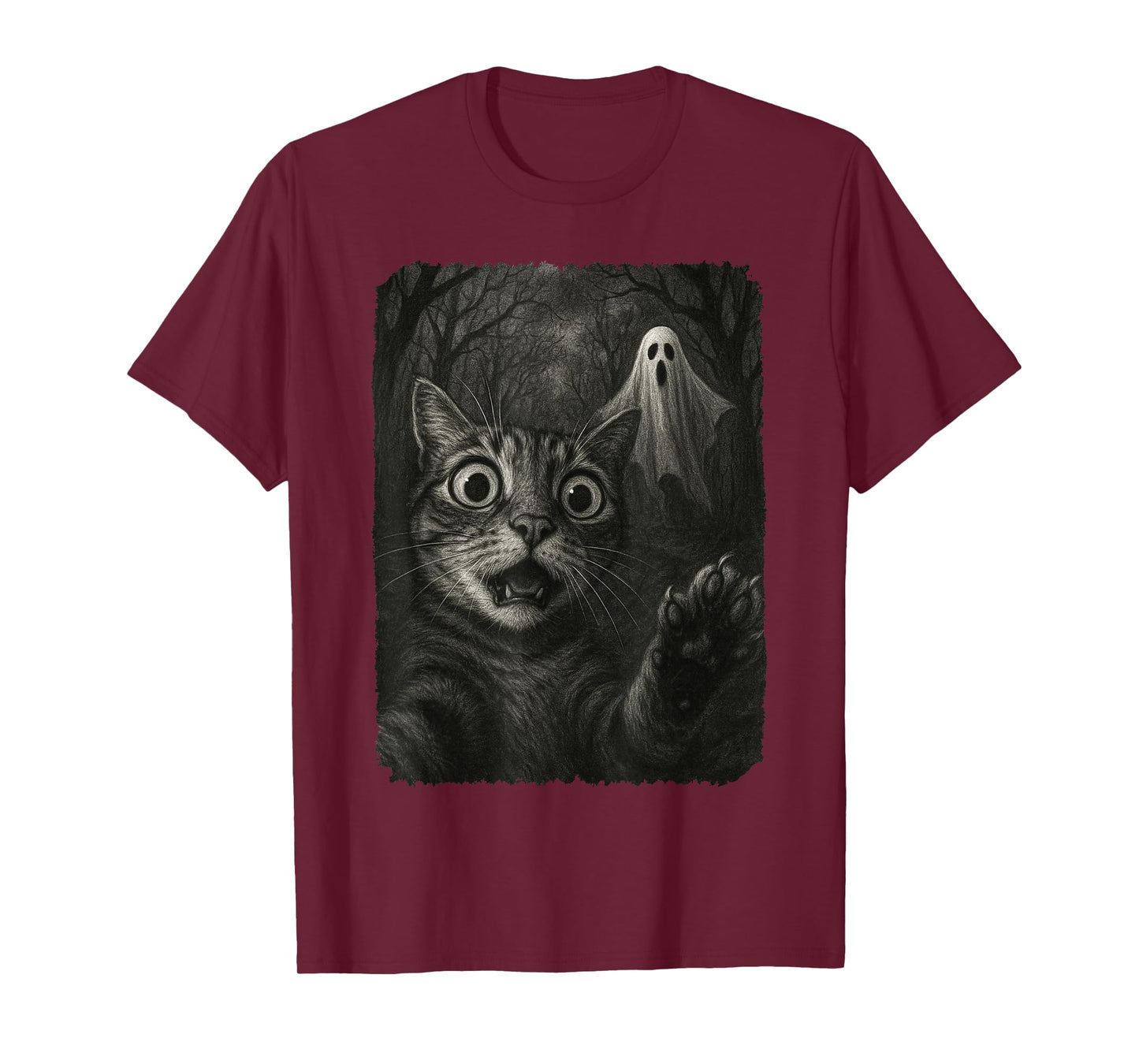 Funny Halloween Cat Selfie with Spooky Cat Ghost Lovers T-Shirt