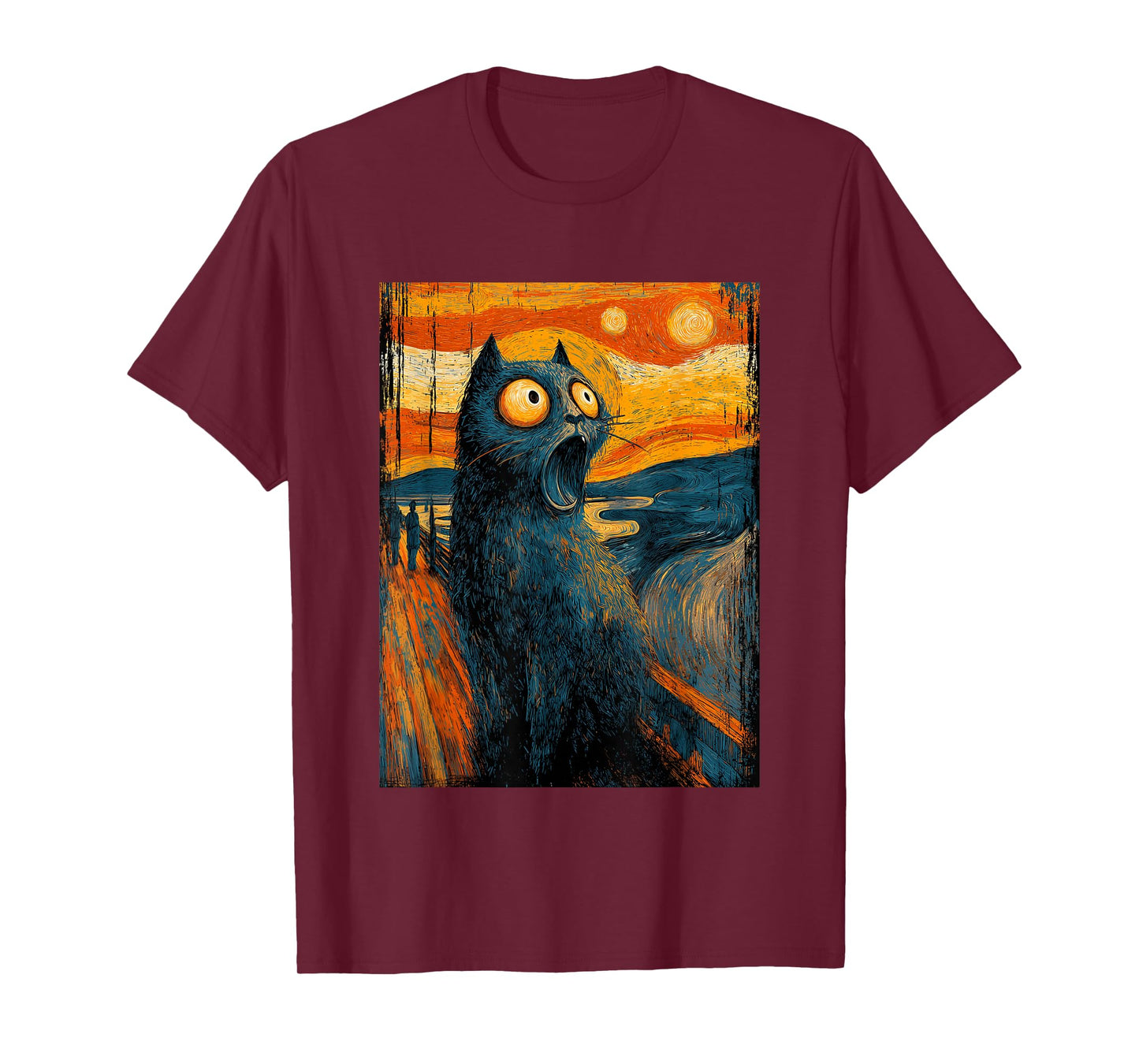 The Scream Cat – Funny Van Gogh Art Style Design T-Shirt