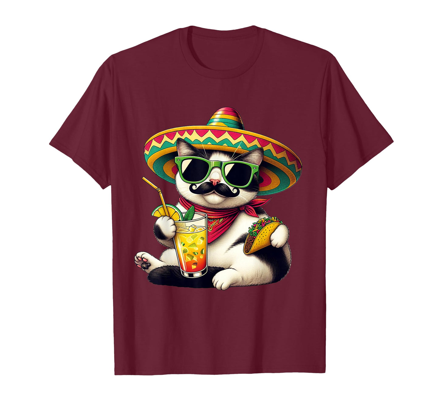 Funny Cinco De Mayo Cat Lovers Tacos Fiesta Humor Funny Meow T-Shirt
