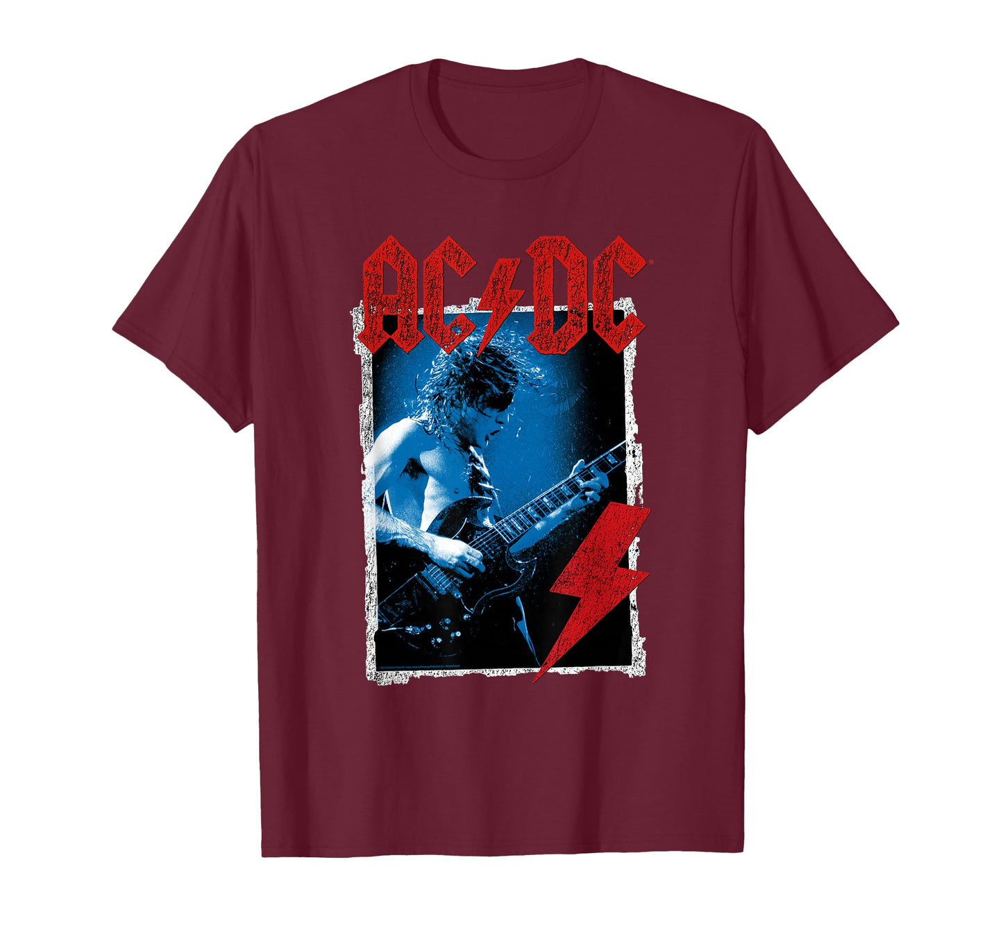 AC/DC Angus Young Blue Photo by Michael Putland T-Shirt