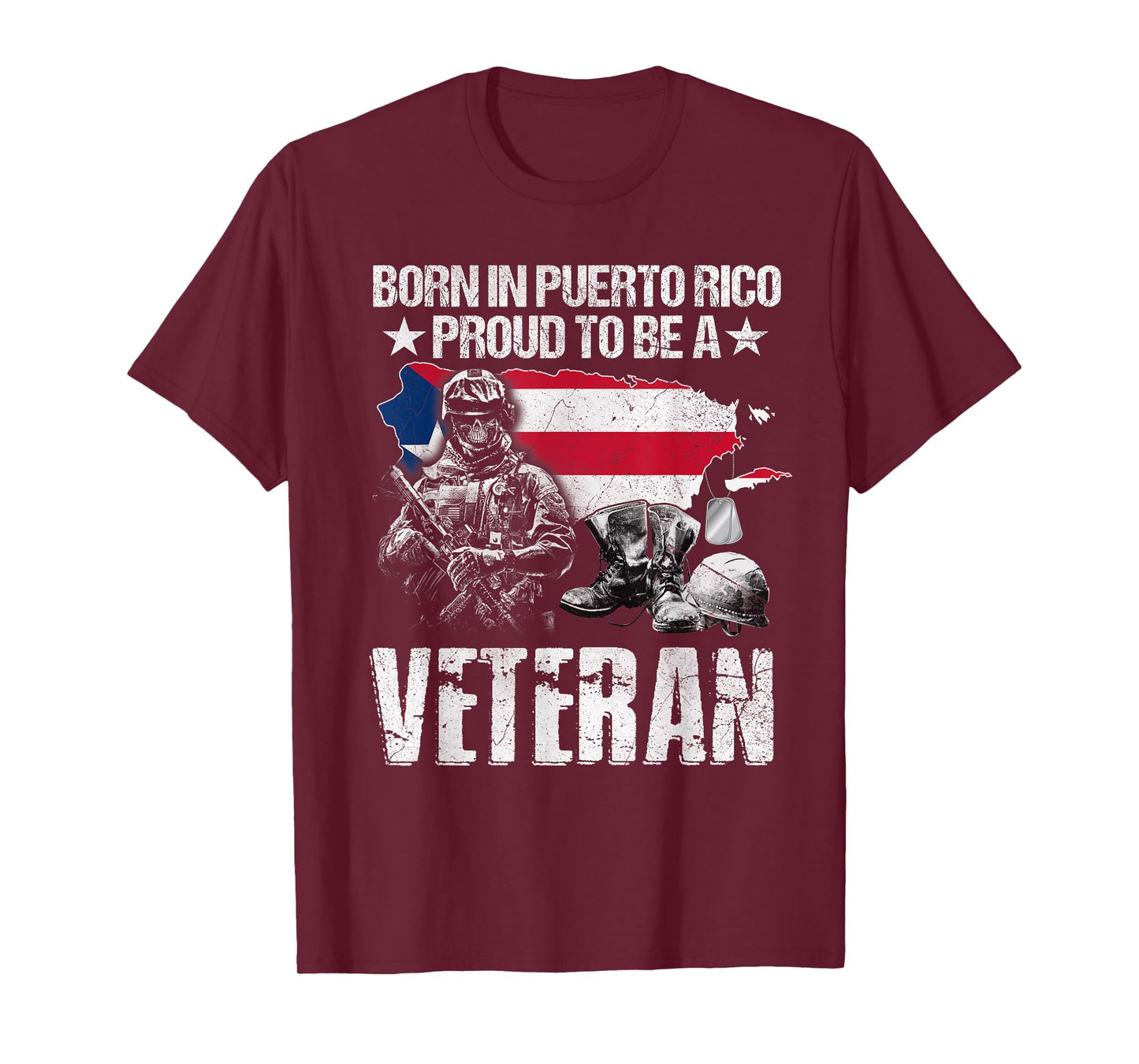 Born In Puerto Rico Proud To Be A Veteran Tshirt T-Shirt