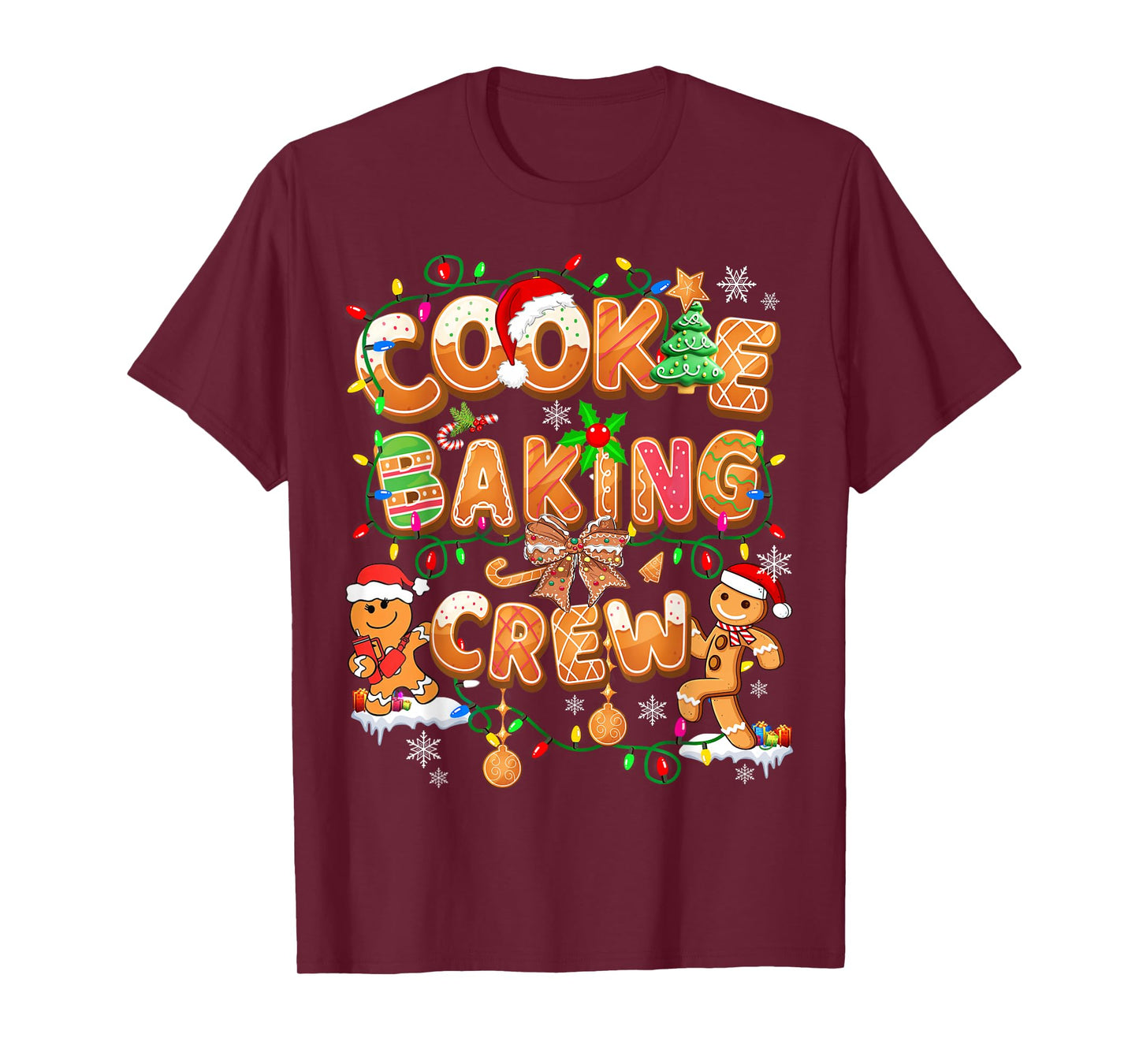 Cookie Baking Crew Gingerbread Cooking Lover Xmas Lights T-Shirt