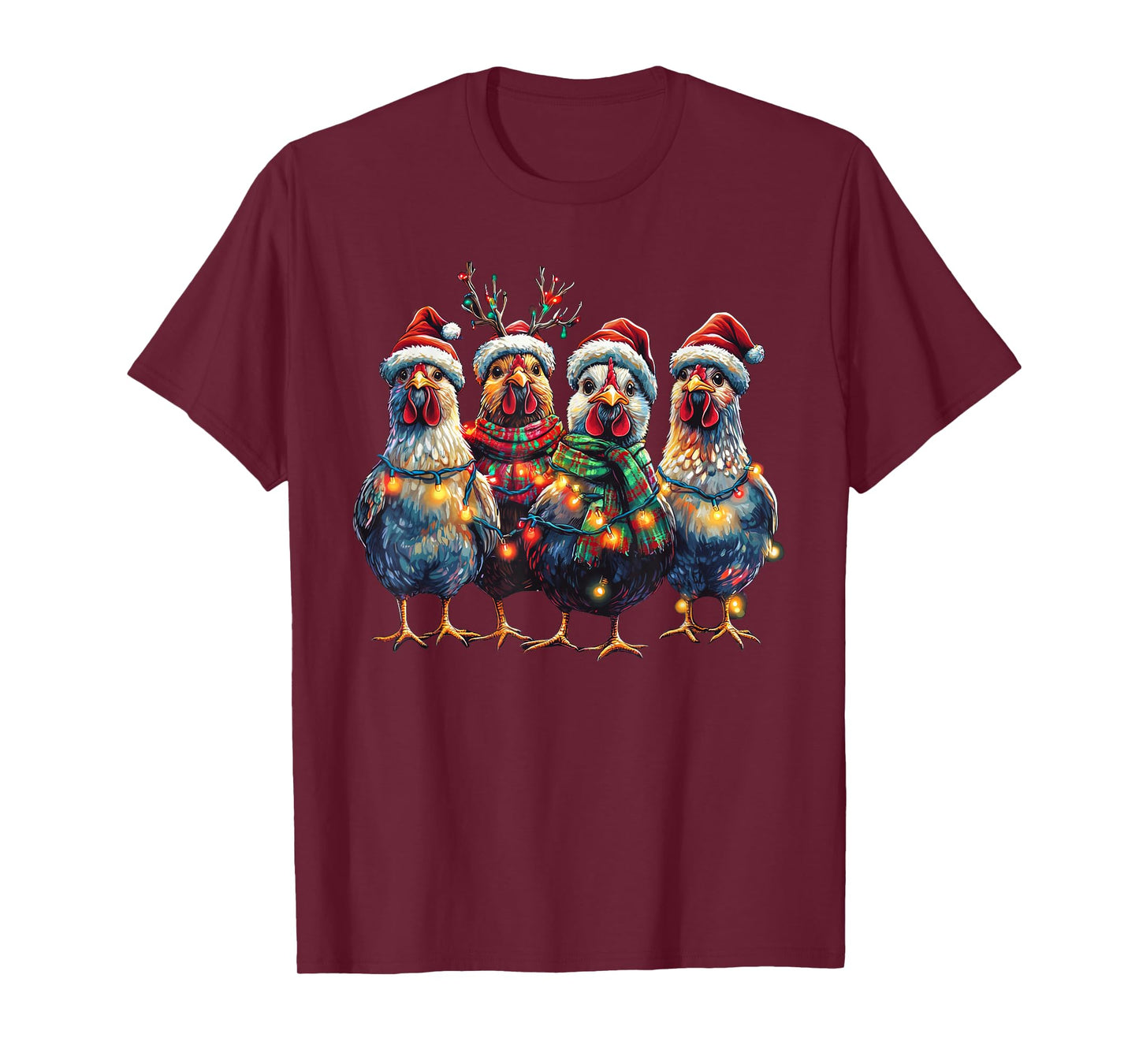 Chicken Christmas Lights Xmas T-Shirt