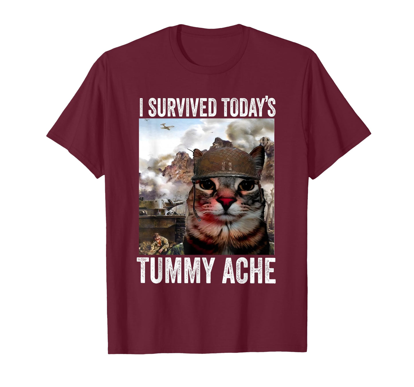 i Survived Today's Tummy ache cat - Lactose Tolerant T-Shirt