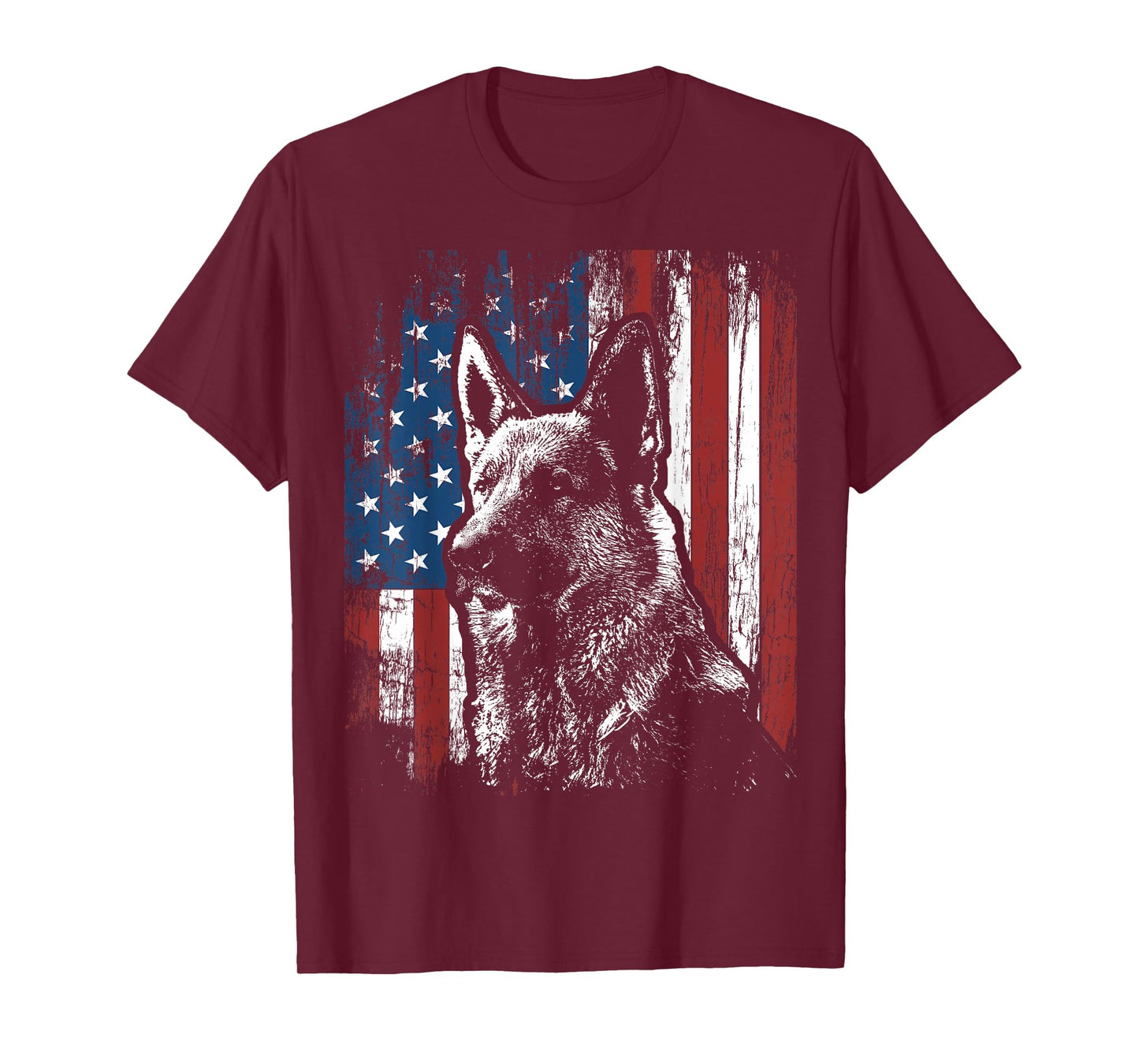 Patriotic German Shepherd American Flag Dog Gift Men Women T-Shirt