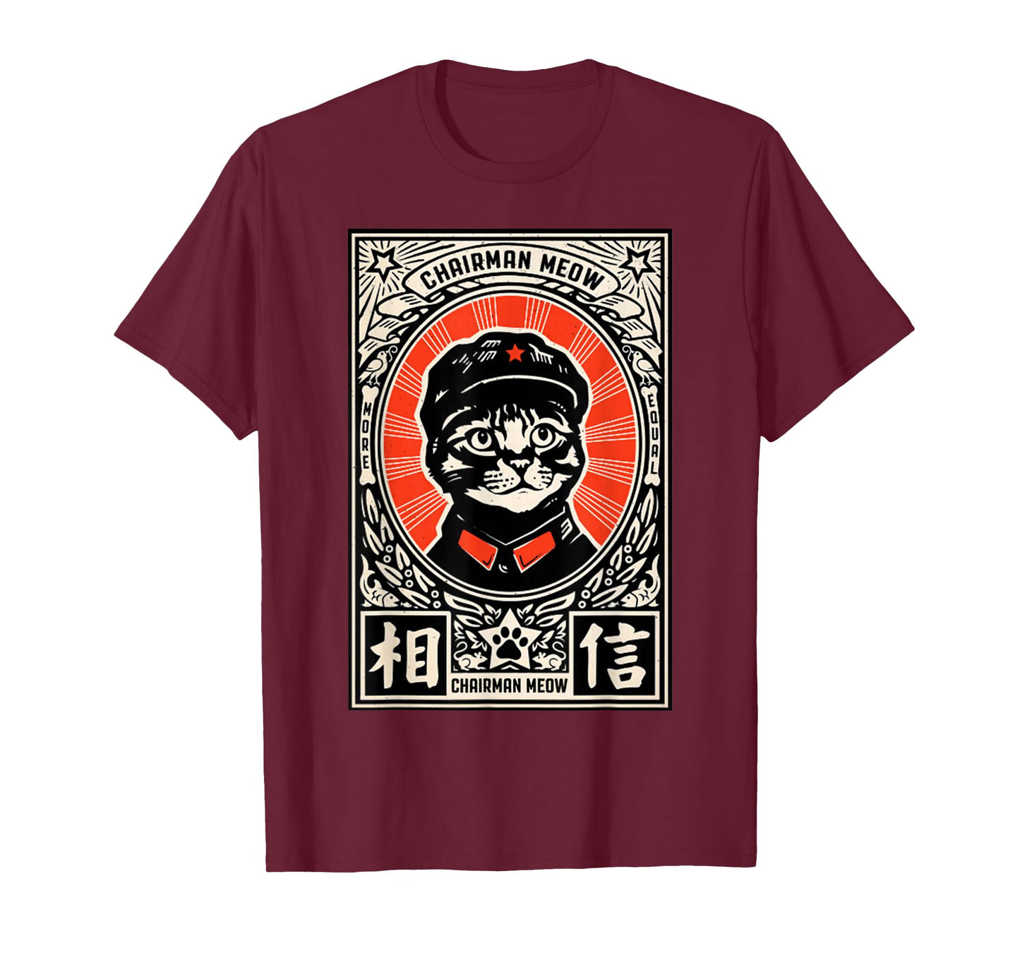 Meow Tse Tung Chinese Mao Zedong Chairman Kitten Meme Cat T-Shirt