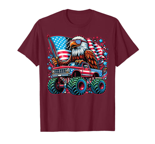 Monster Truck Eagle Flag 4th of July Redneck Party USA T-Shirt