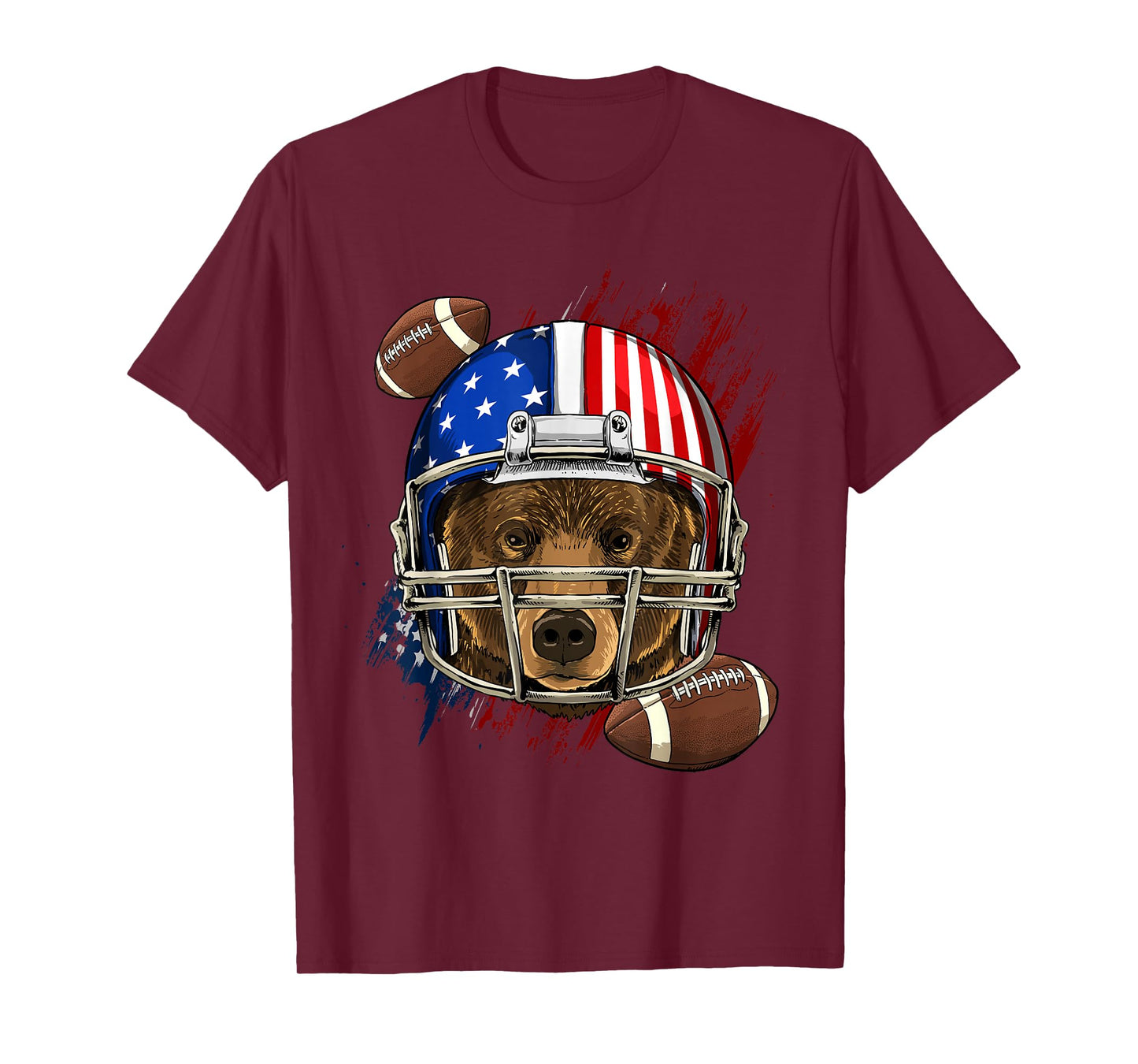 Bear American Football Bear Lovers USA Flag T-Shirt