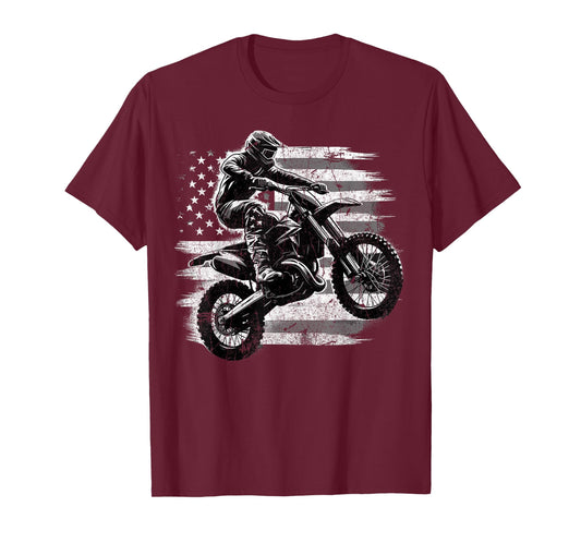 American Flag Motocross Rider Dirt Bike T-Shirt