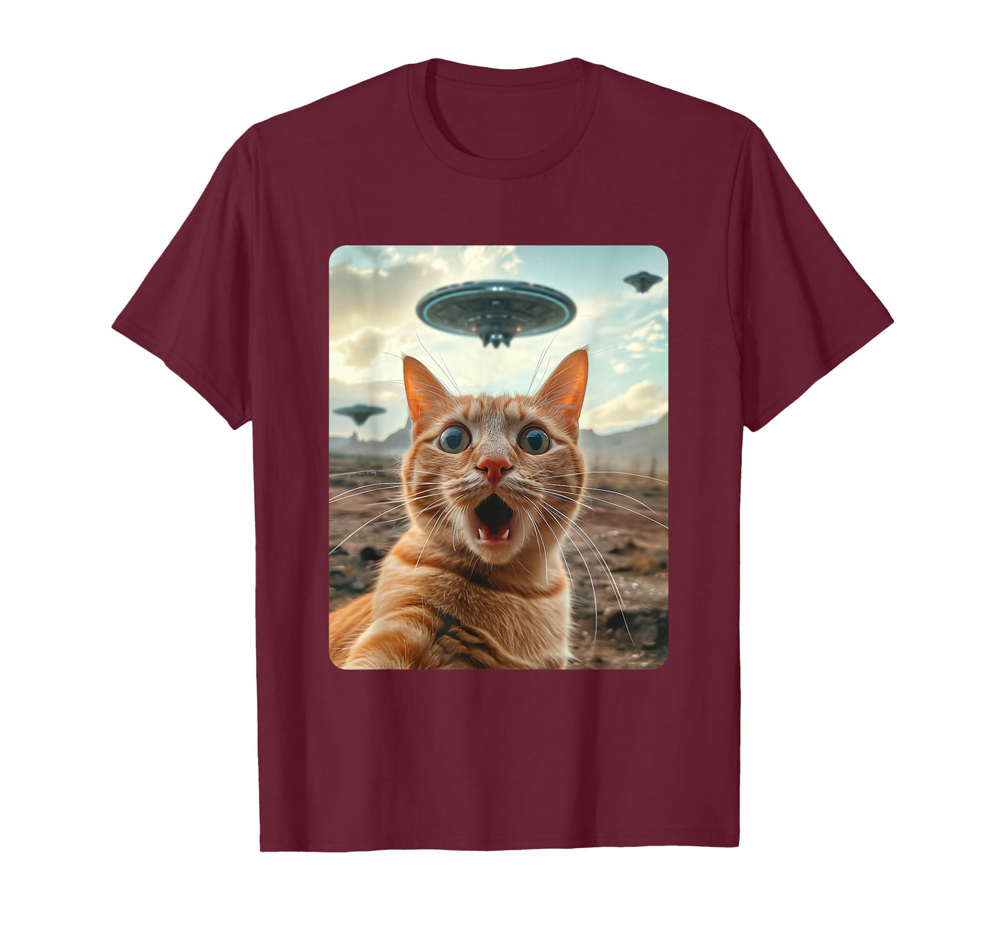Extraterrestrial Encounter: Cat Selfie with UFO T-Shirt