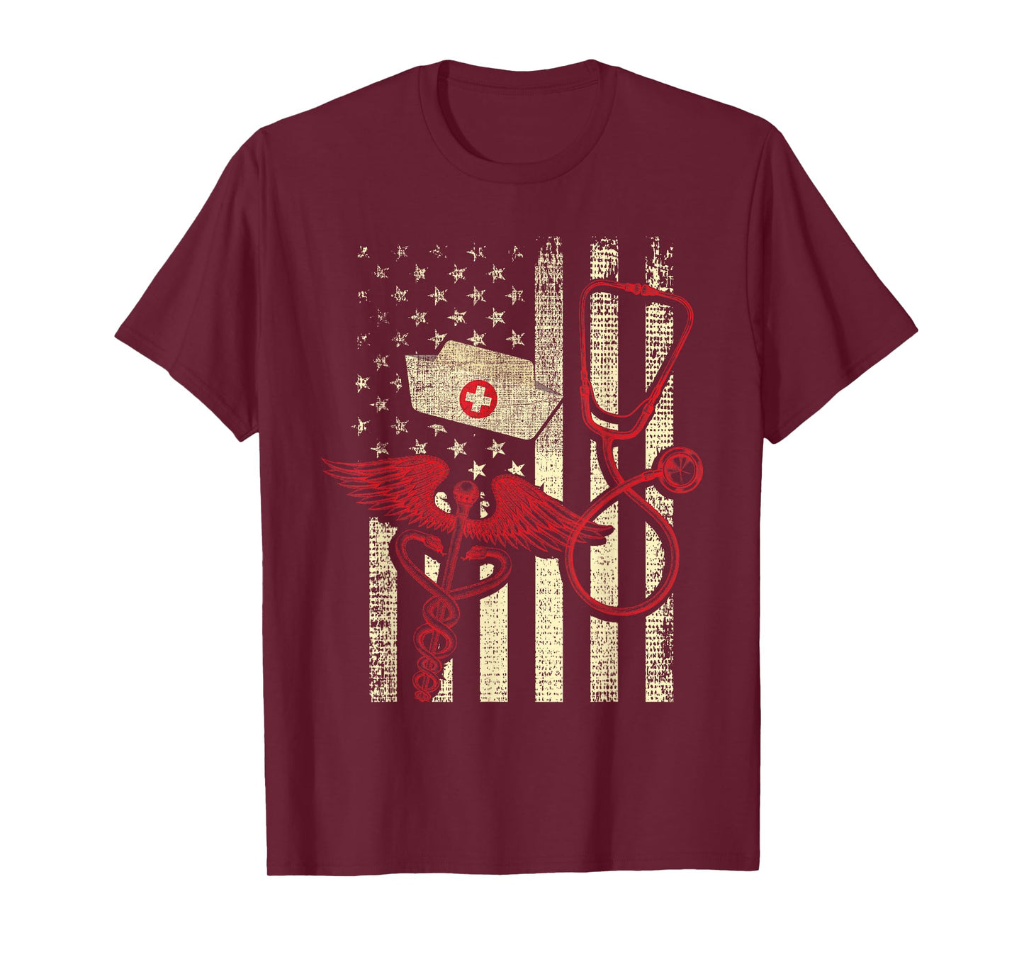 Patriotic Registered Nurse USA Flag Nursing RN Healthcare T-Shirt