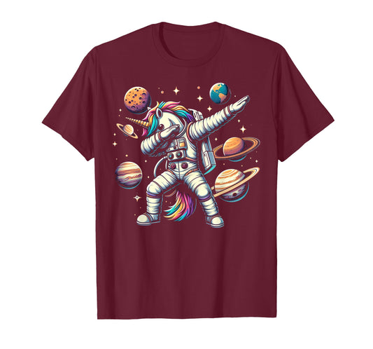 Unicorn Dabbing Astronomer Planets Universe Outer Space T-Shirt
