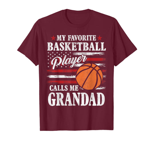 My Favorite Basketball Player Calls Me Grandad USA Flag T-Shirt