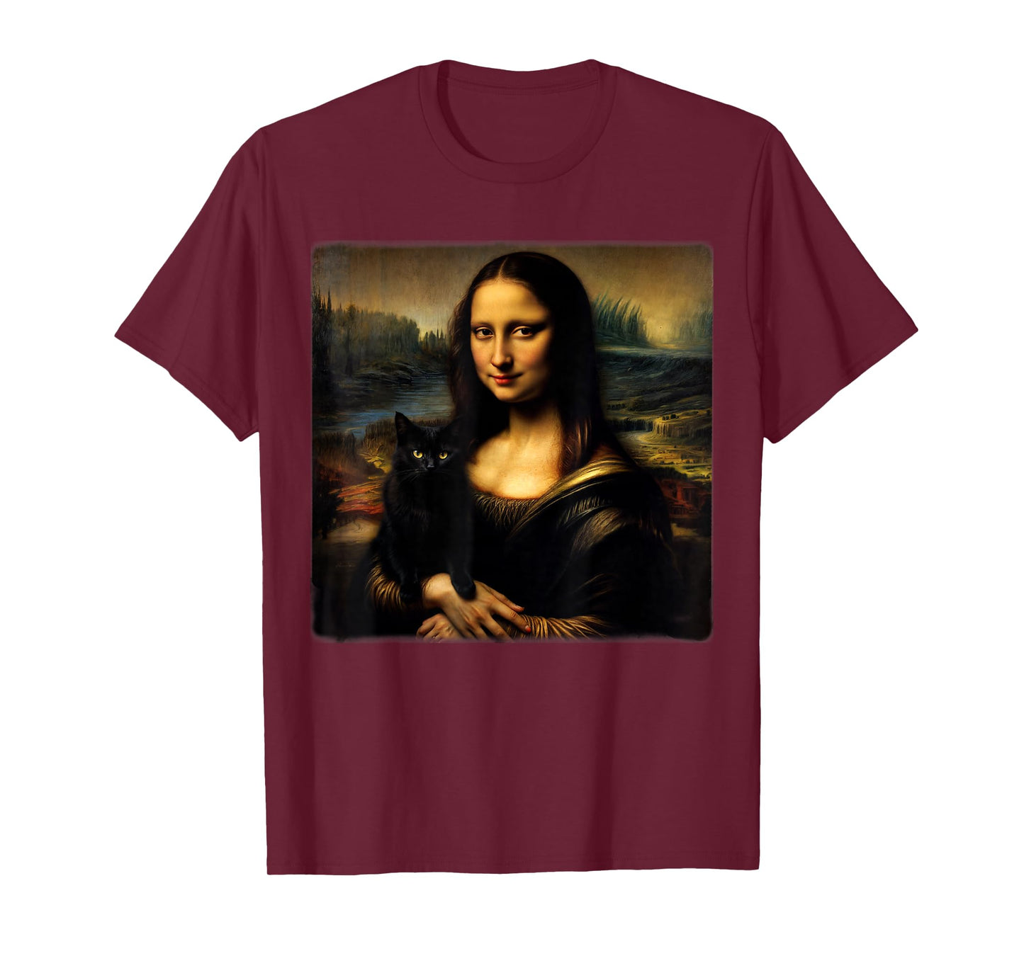 Mona Lisa Holding Black cat Black cat Mom Black cat Dad Cute T-Shirt