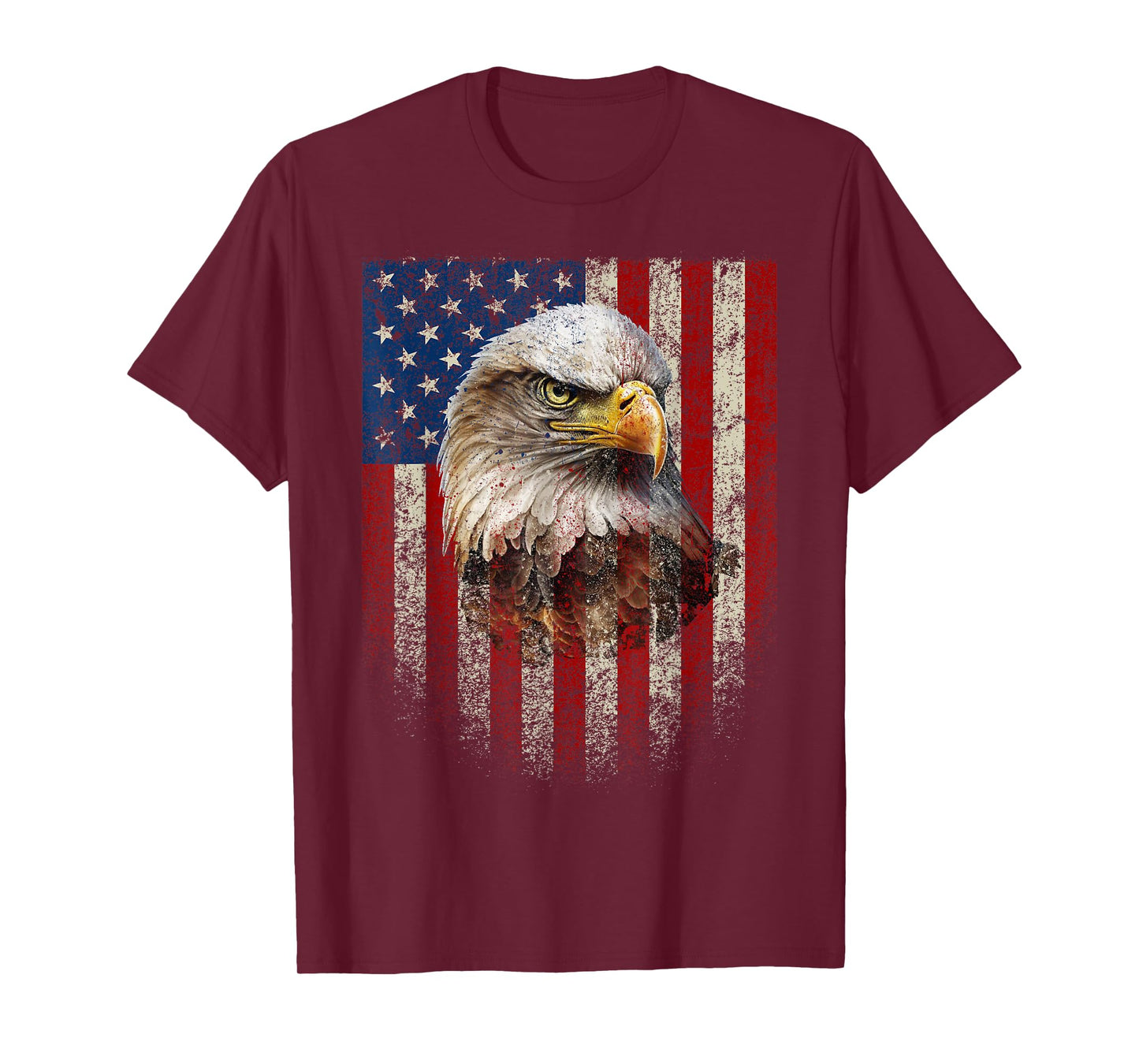 American Flag Bald Eagle Patriotic Red White Blue T-Shirt
