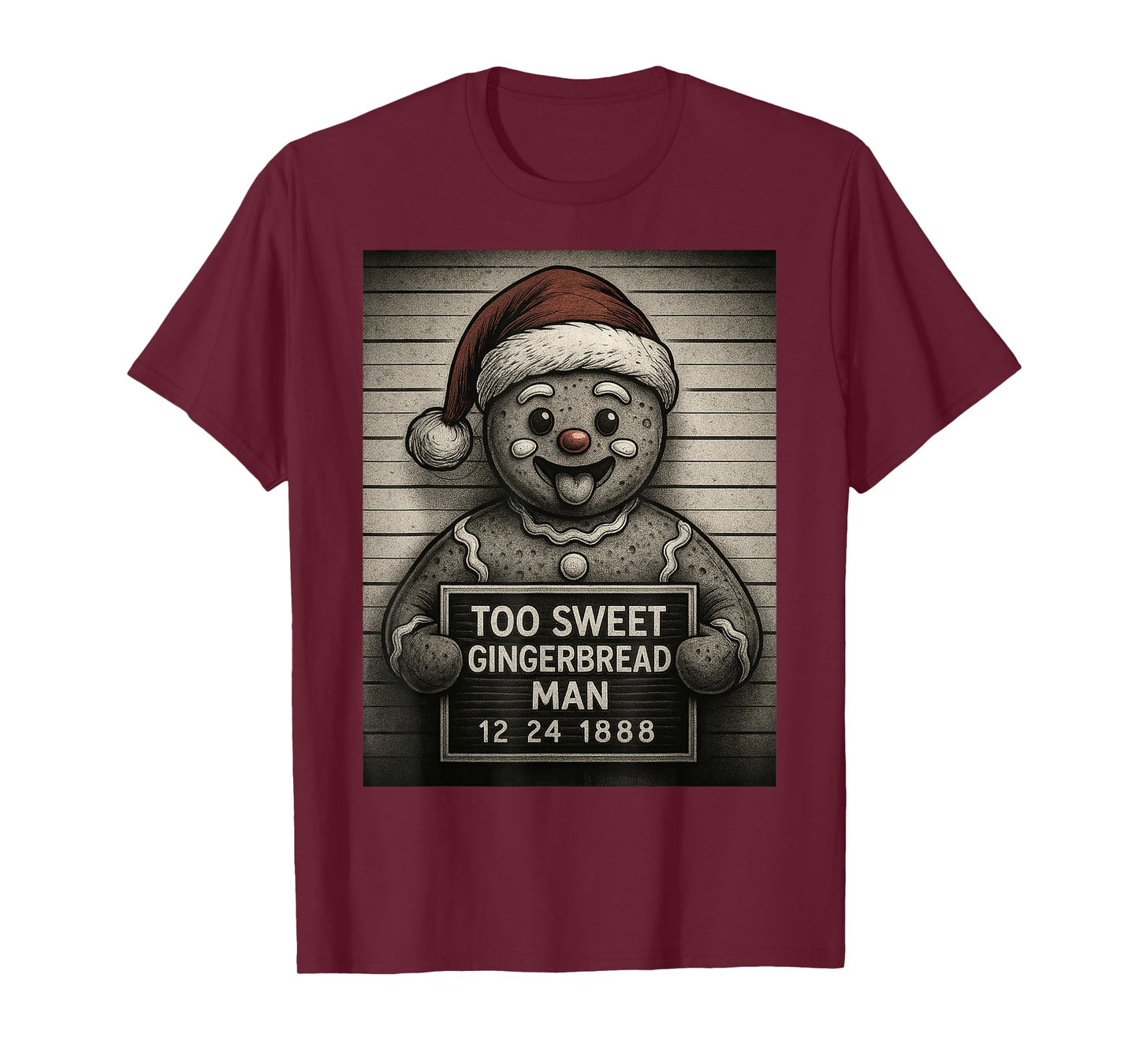 Cute Funny Gingerbread Man Mugshot Christmas Baking T-Shirt